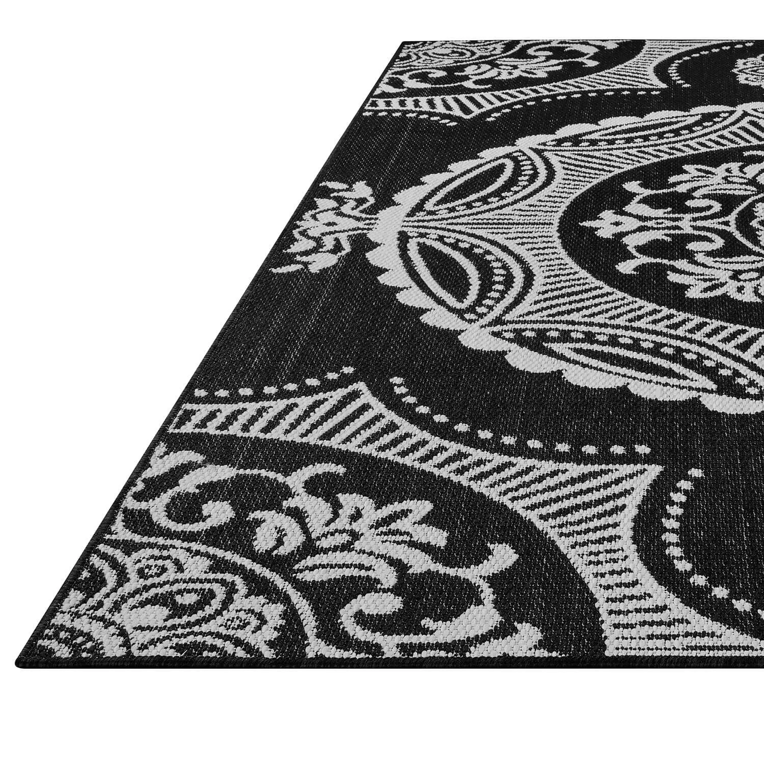 Beverly Rug Blue Medallion Indoor Outdoor Rug. Outside Carpet for Patio. Deck. Porch