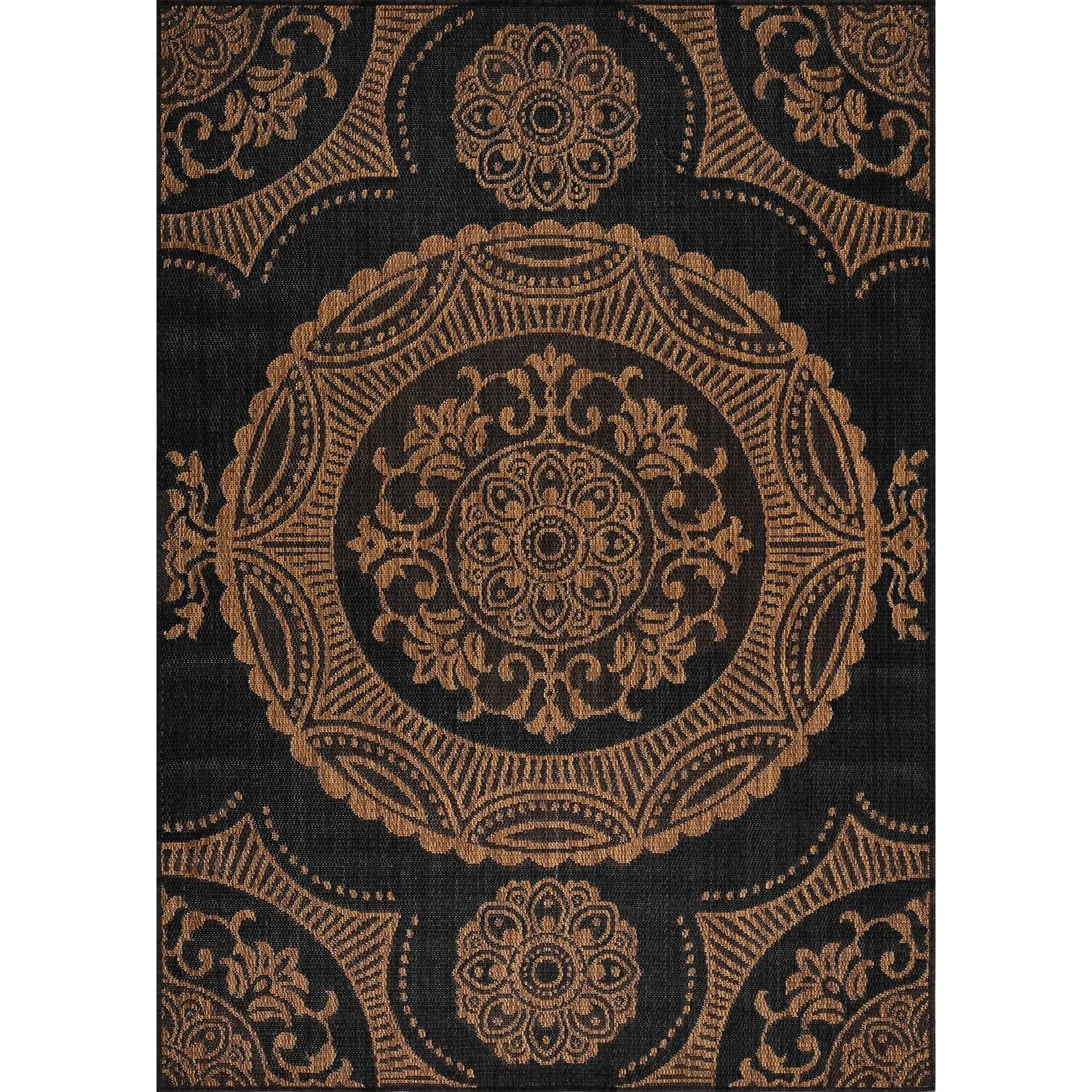 Beverly Rug Blue Medallion Indoor Outdoor Rug. Outside Carpet for Patio. Deck. Porch