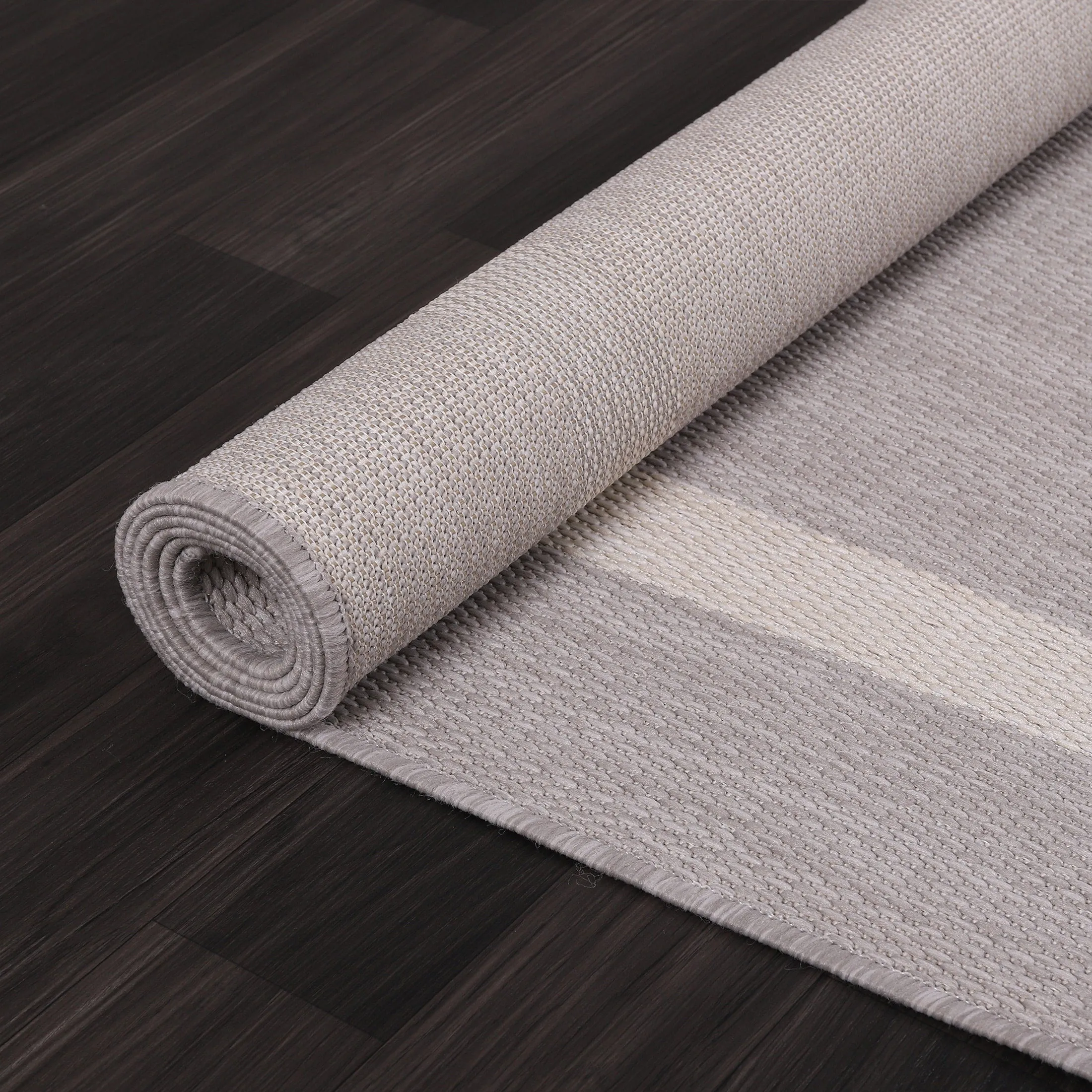 Beverly Rug Bordered Indoor Outdoor Rug. Outside Carpet for Patio. Deck. Porch - Grey