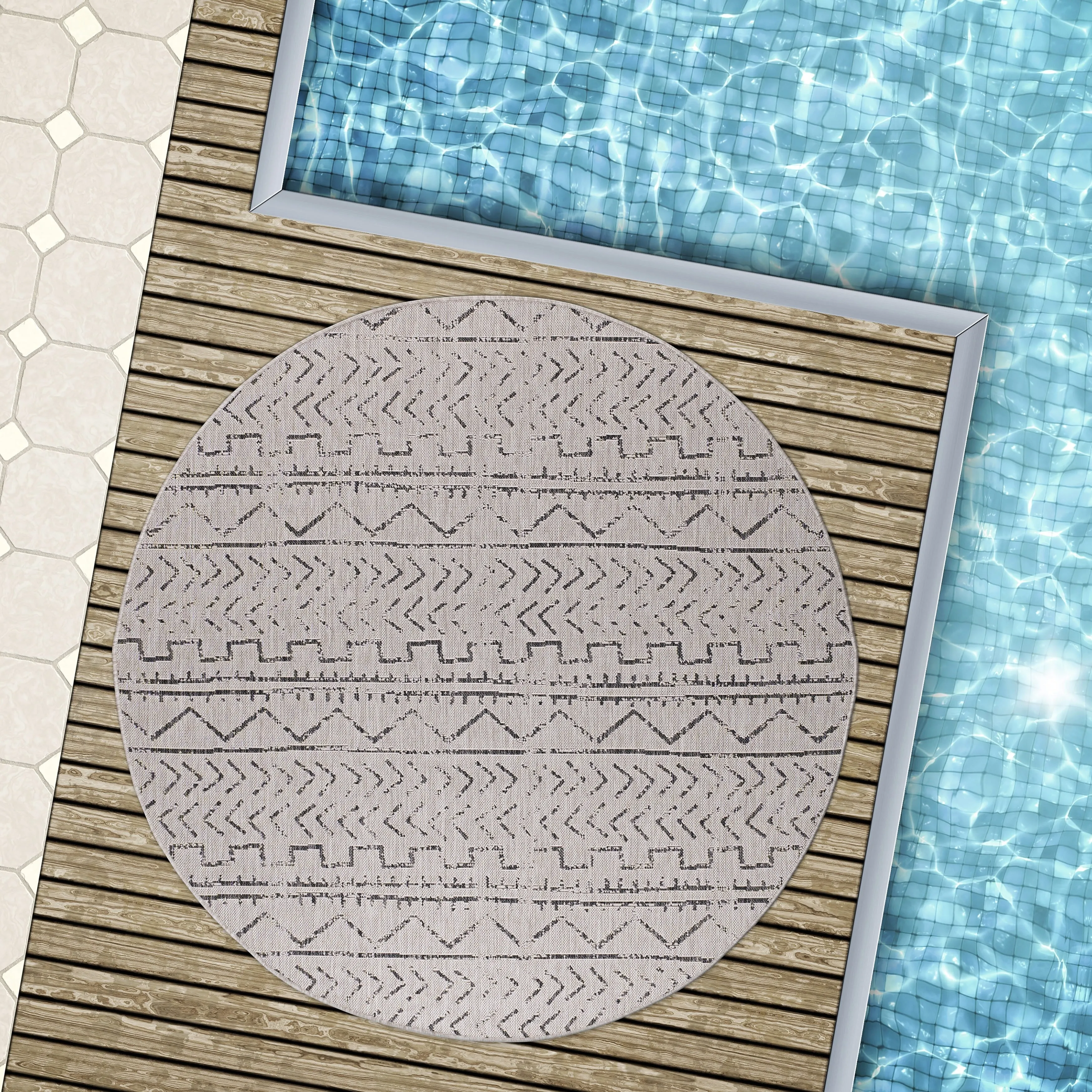 Beverly Rug Dark Grey Trellis Indoor Outdoor Rug. Outside Carpet for Patio. Deck. Porch