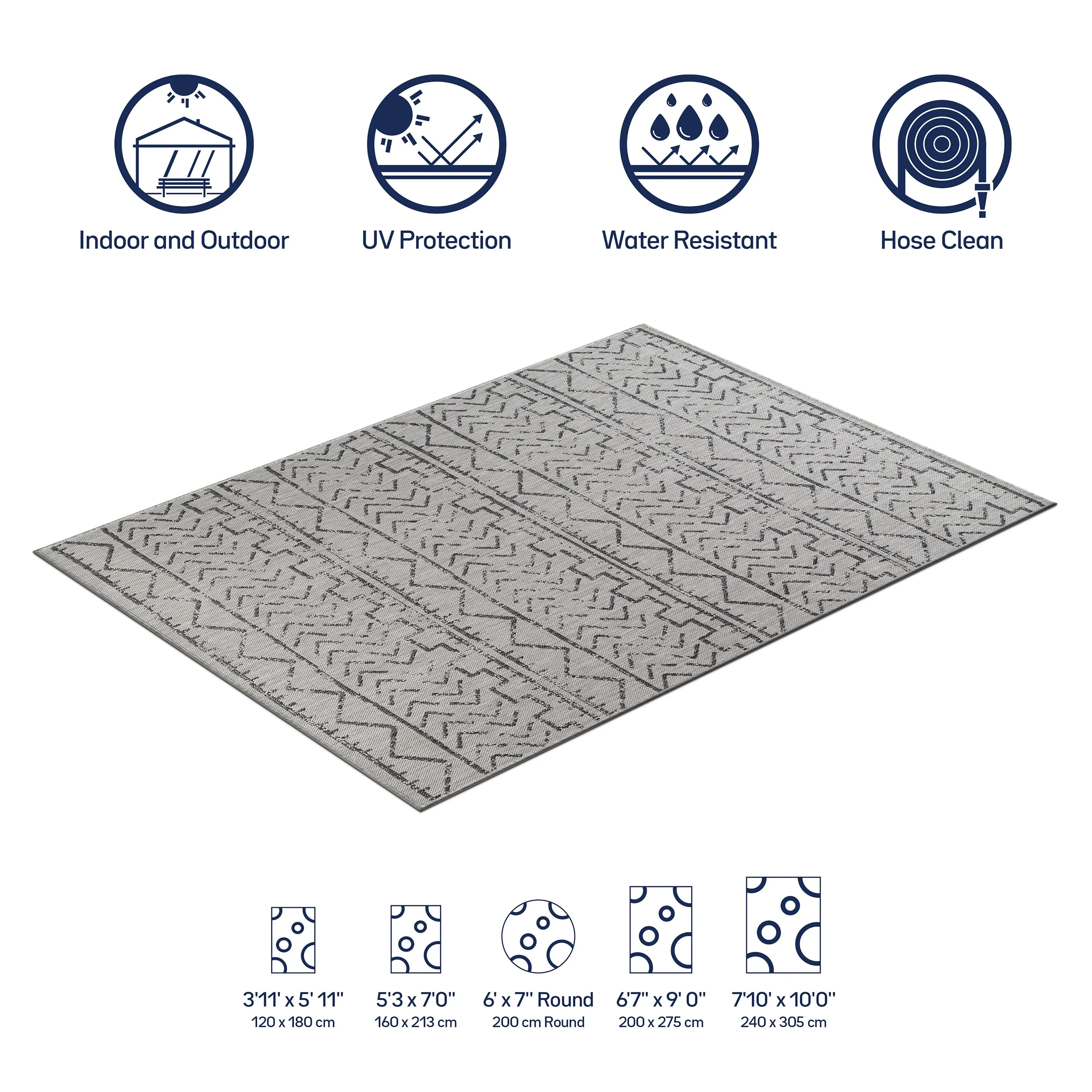 Beverly Rug Dark Grey Trellis Indoor Outdoor Rug. Outside Carpet for Patio. Deck. Porch