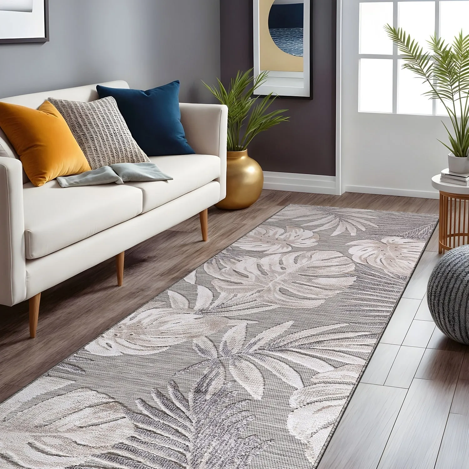 Beverly Rug Equator Leaf Botanical Indoor Outdoor Area Rug