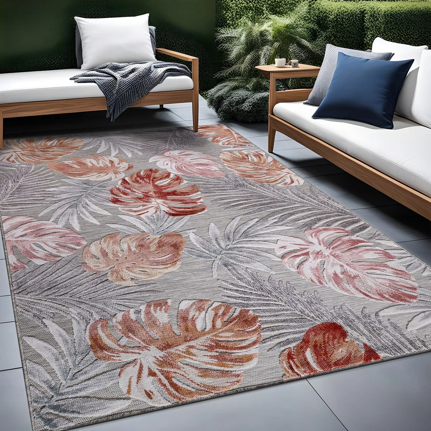Beverly Rug Equator Leaf Botanical Indoor Outdoor Area Rug