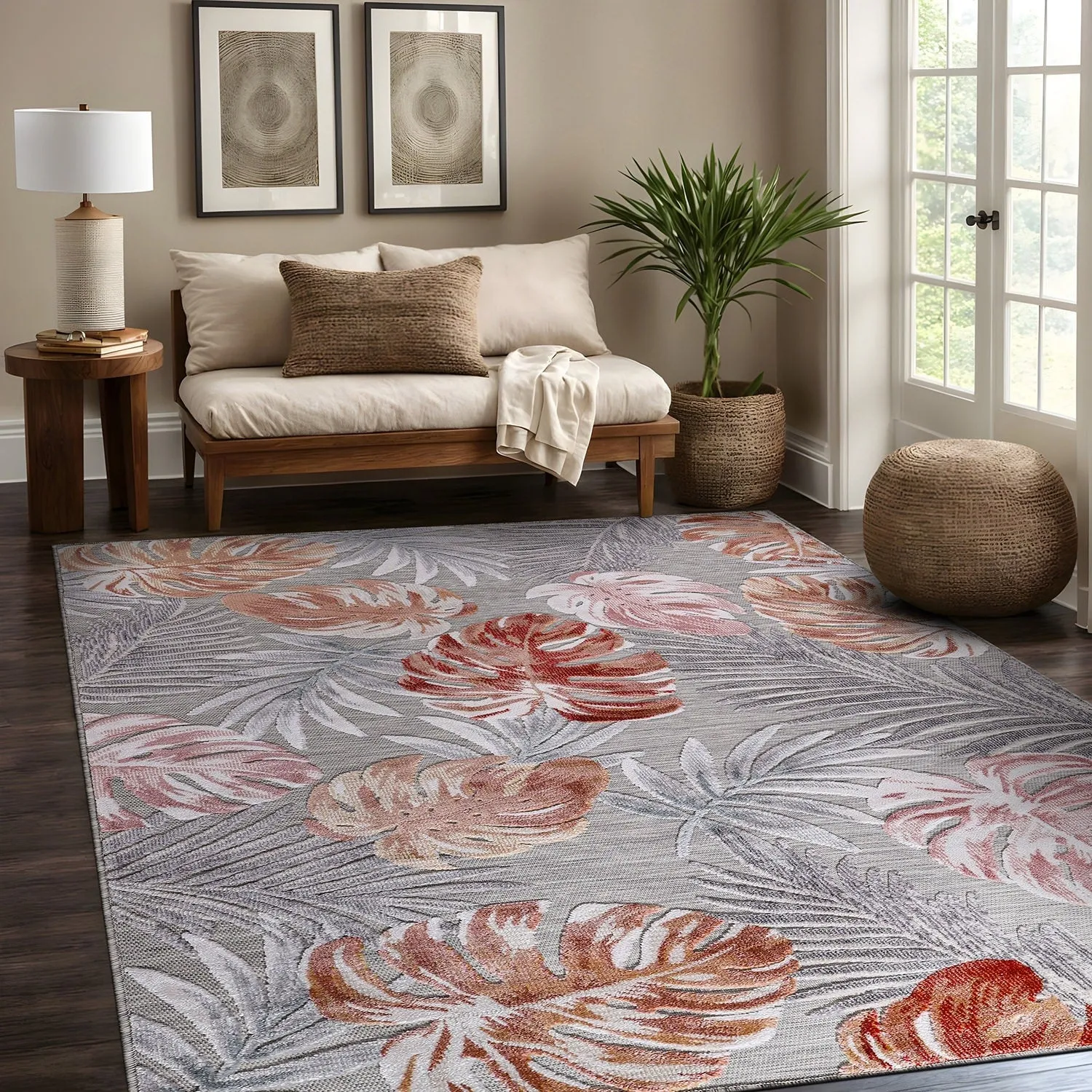 Beverly Rug Equator Leaf Botanical Indoor Outdoor Area Rug