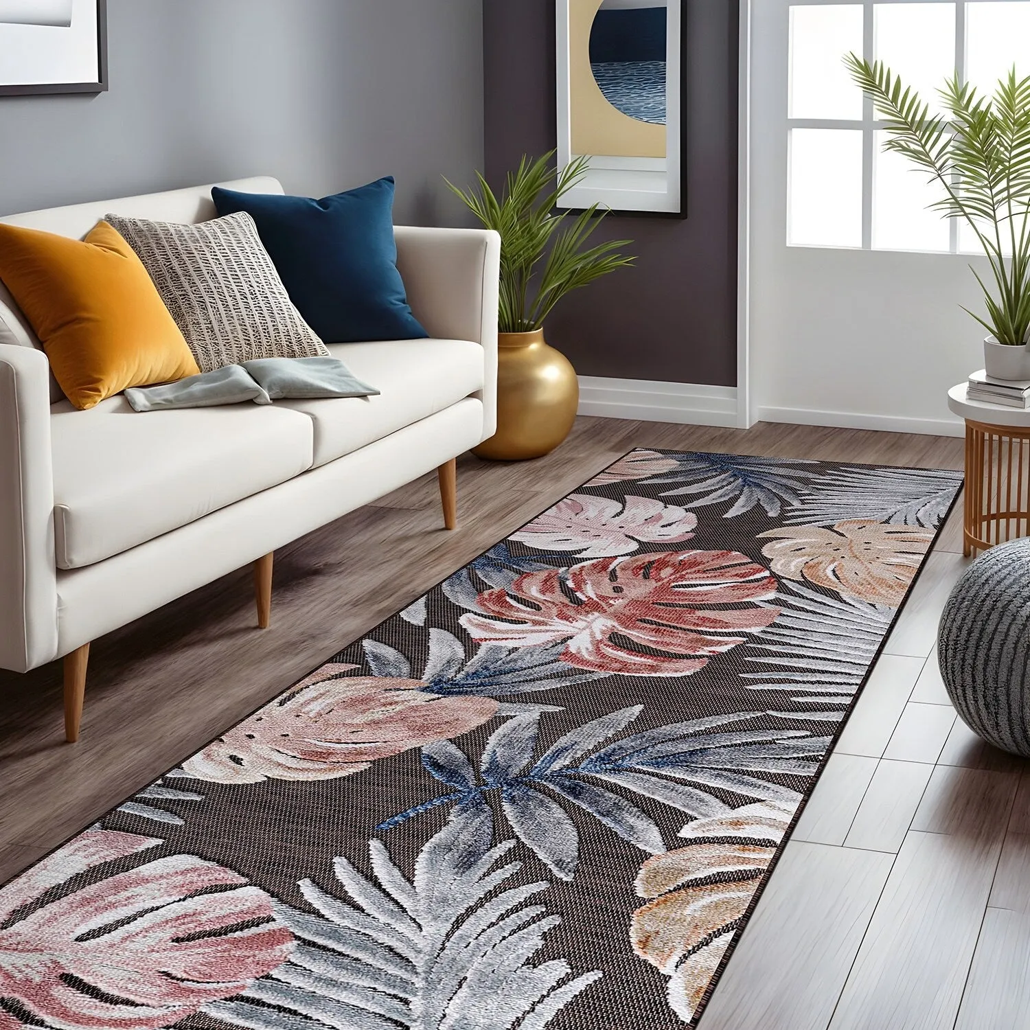 Beverly Rug Equator Leaf Botanical Indoor Outdoor Area Rug