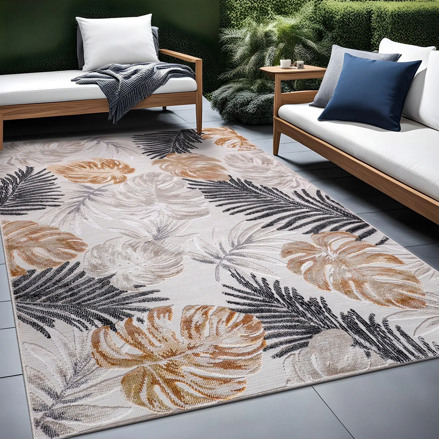 Beverly Rug Equator Leaf Botanical Indoor Outdoor Area Rug