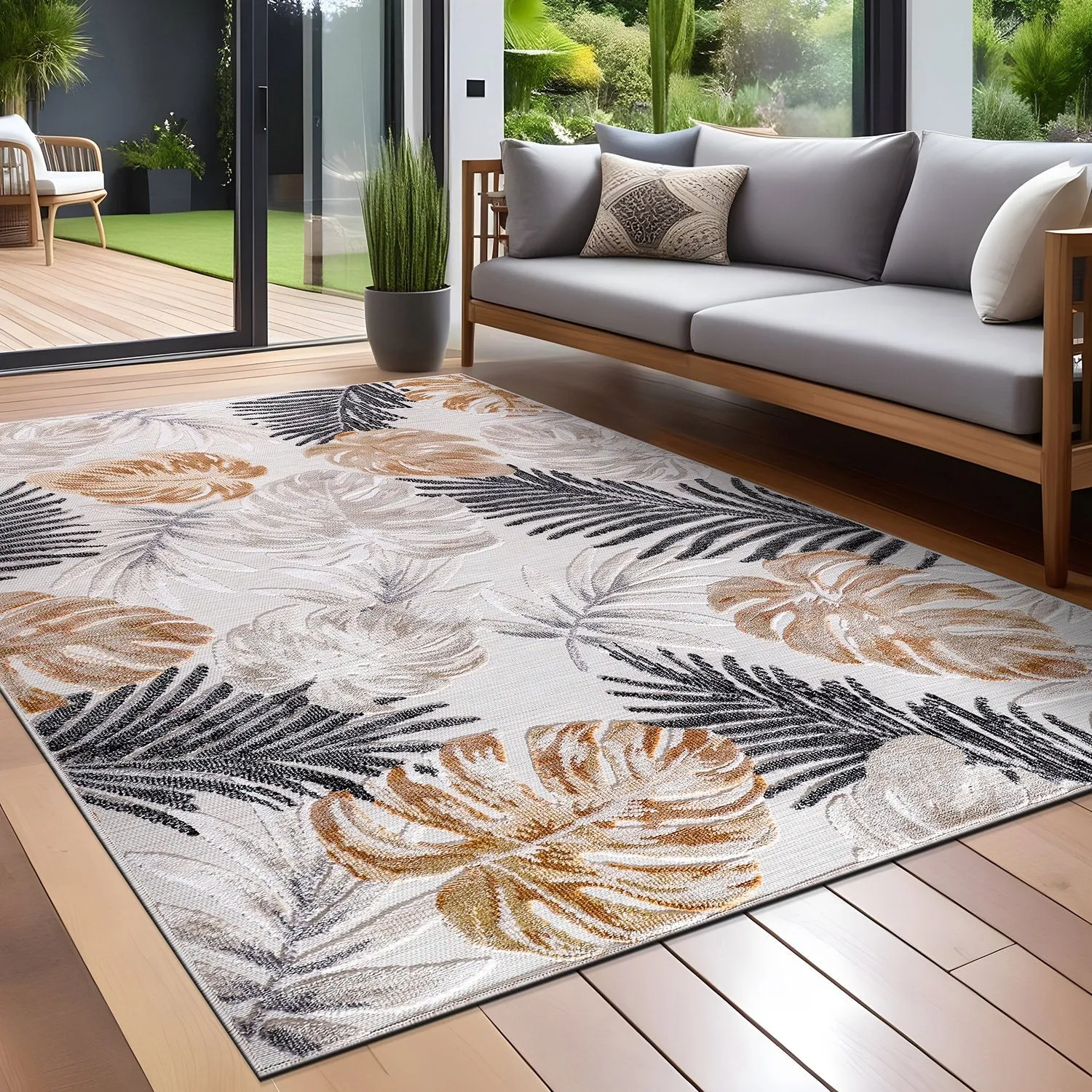 Beverly Rug Equator Leaf Botanical Indoor Outdoor Area Rug