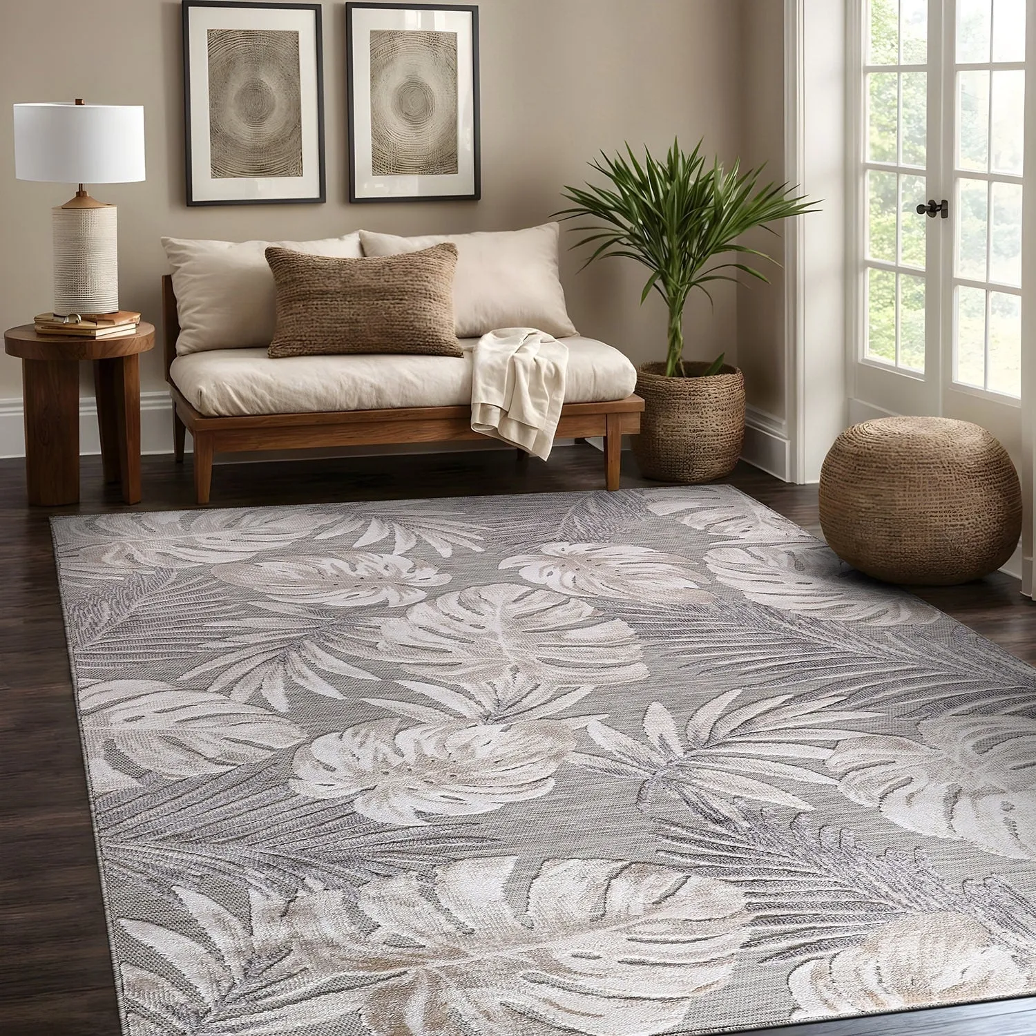 Beverly Rug Equator Leaf Botanical Indoor Outdoor Area Rug