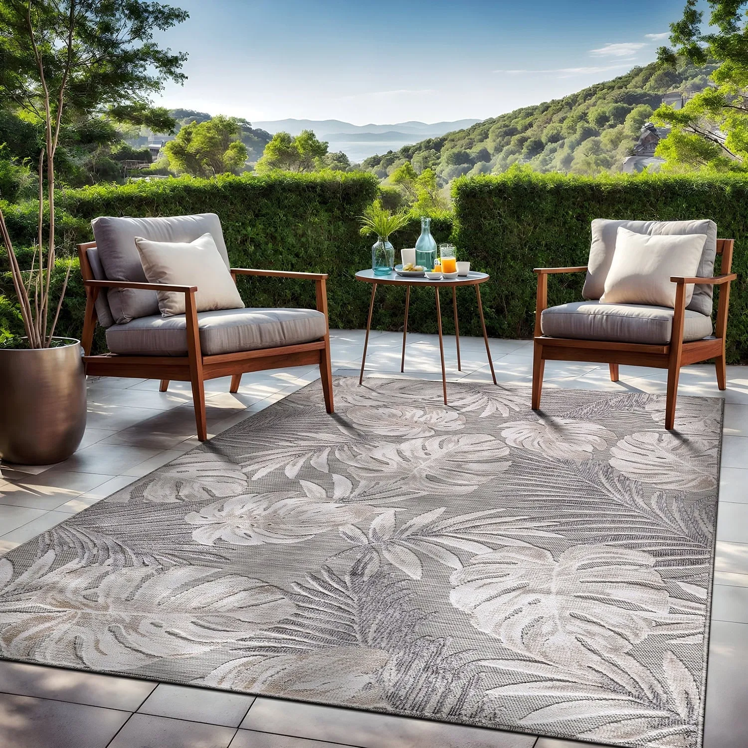 Beverly Rug Equator Leaf Botanical Indoor Outdoor Area Rug