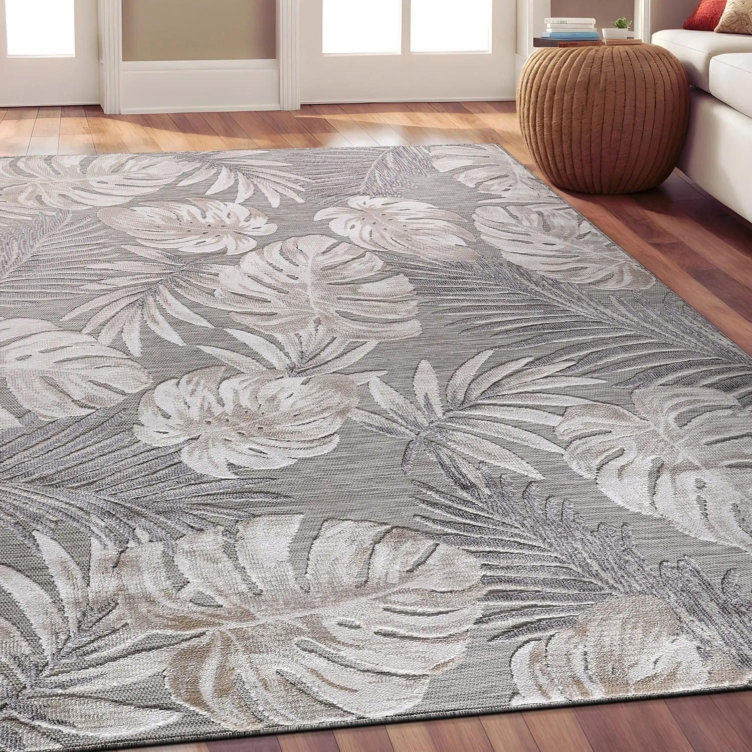 Beverly Rug Equator Leaf Botanical Indoor Outdoor Area Rug
