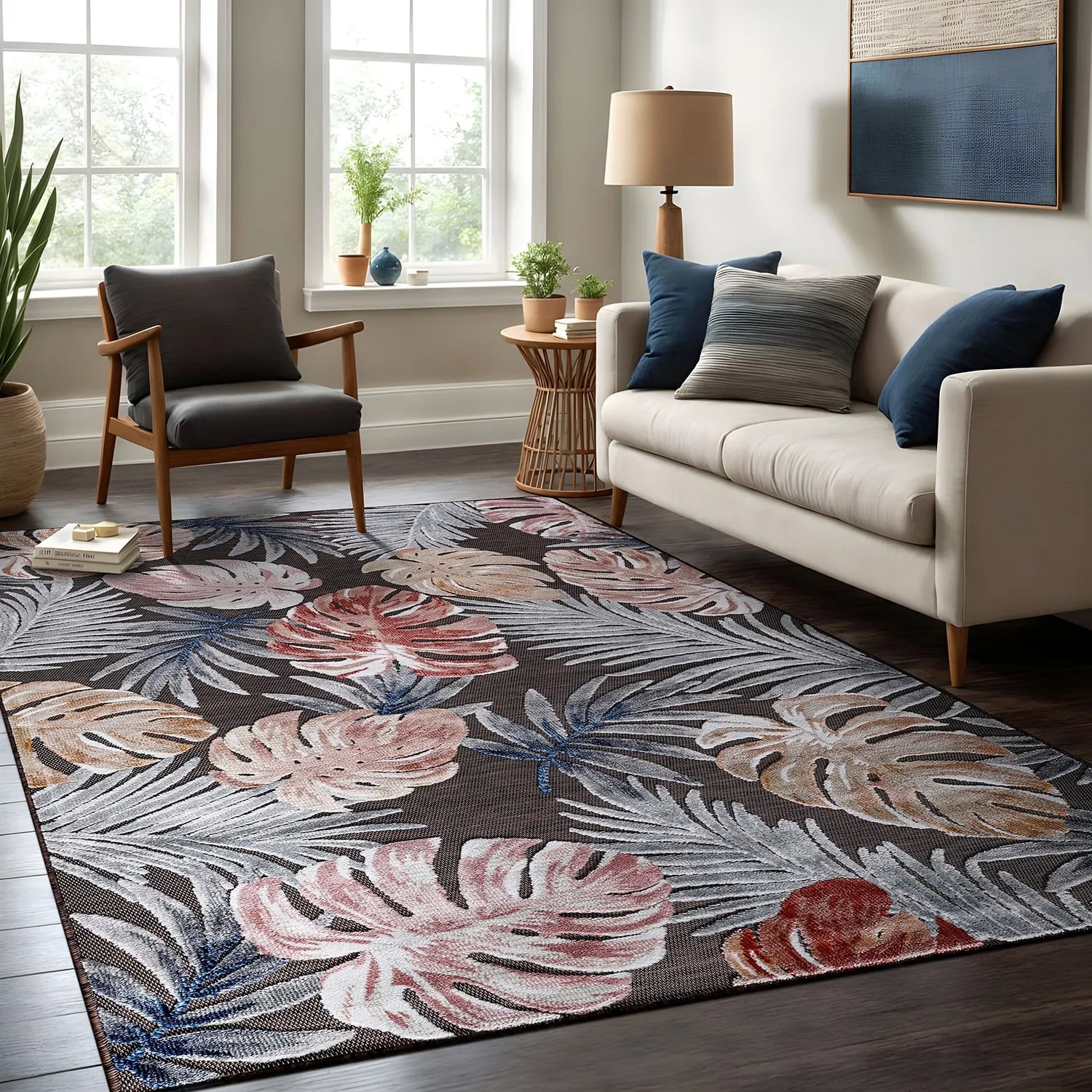 Beverly Rug Equator Leaf Botanical Indoor Outdoor Area Rug