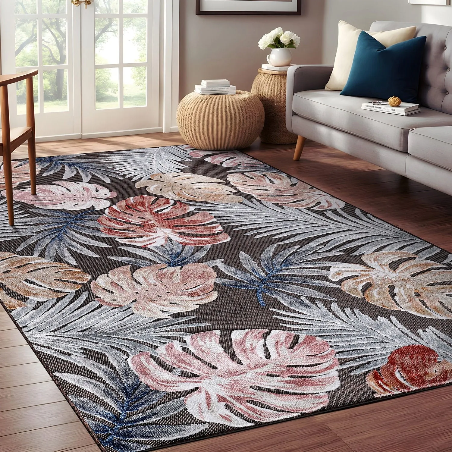 Beverly Rug Equator Leaf Botanical Indoor Outdoor Area Rug