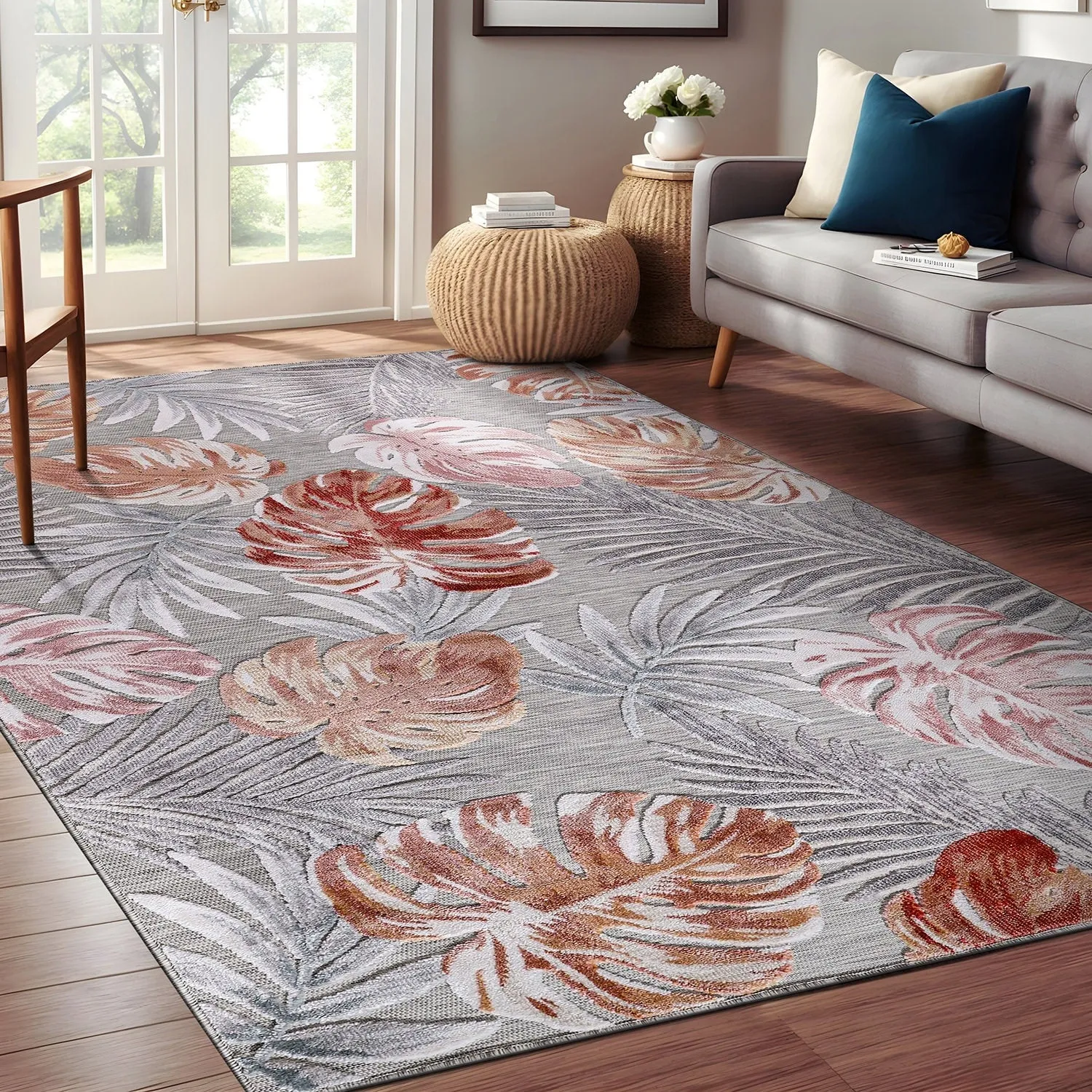 Beverly Rug Equator Leaf Botanical Indoor Outdoor Area Rug
