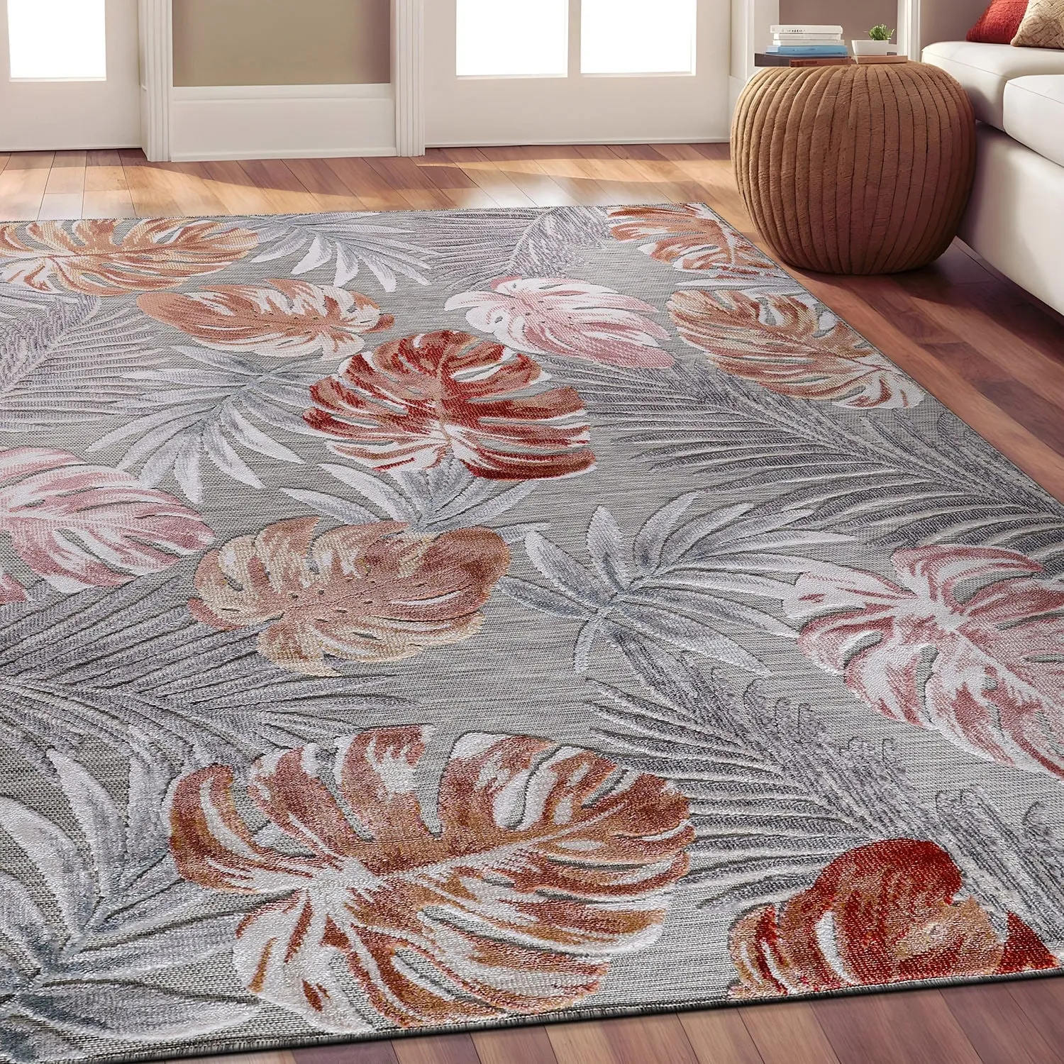 Beverly Rug Equator Leaf Botanical Indoor Outdoor Area Rug