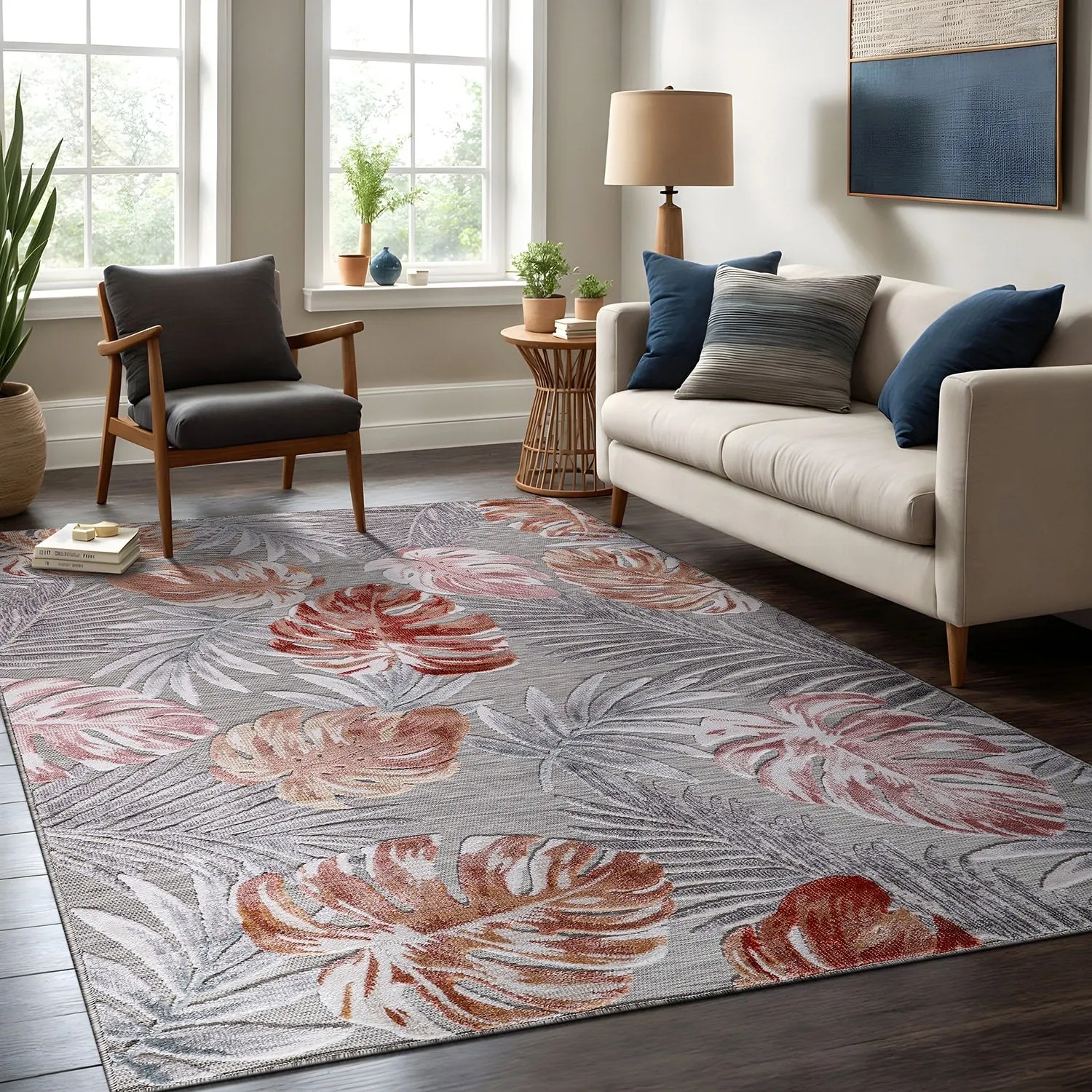 Beverly Rug Equator Leaf Botanical Indoor Outdoor Area Rug