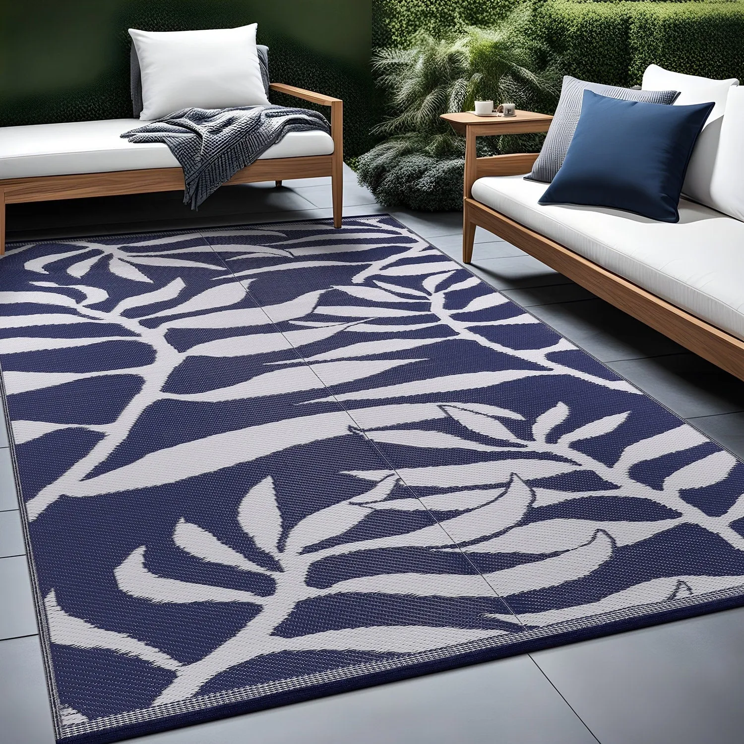 Beverly Rug Tropical Blue Reversible Outdoor Area Rug