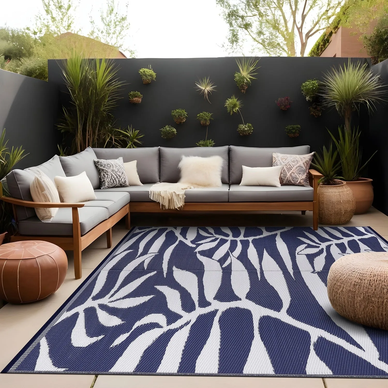 Beverly Rug Tropical Blue Reversible Outdoor Area Rug