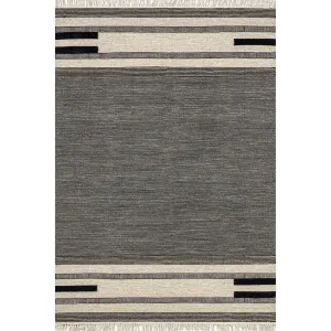 Black Brooklyn Tasseled Wool Area Rug
