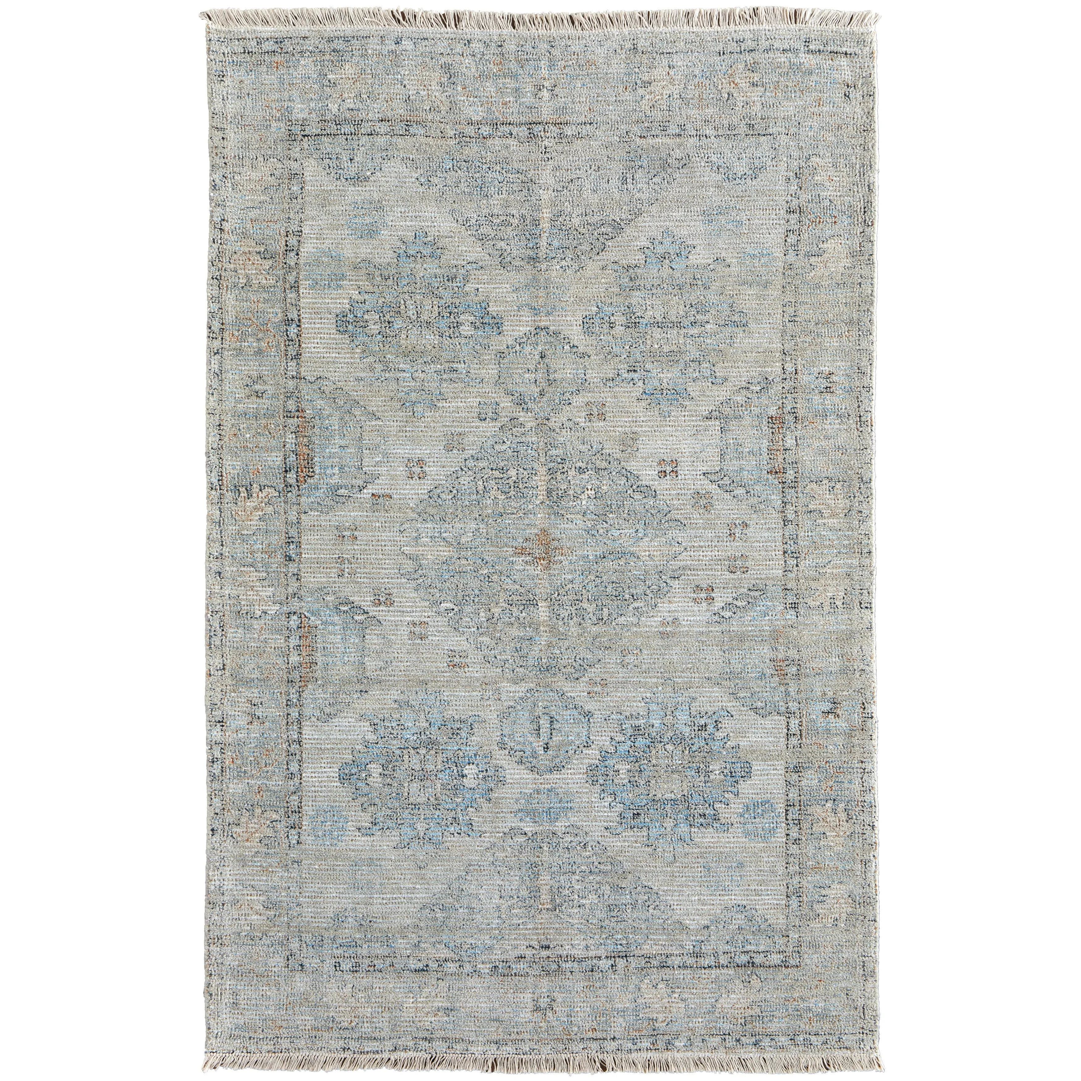 Bohemian Vintage Tan/Gray Distressed Medallion Hand Woven Wool Rug