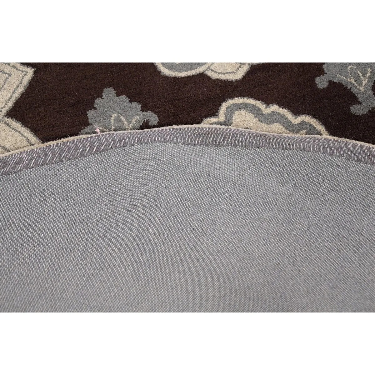 Brown Floral Oriental Dining Room Area Rug Hand-tufted Wool Carpet - 10'0 x 10'0 Round