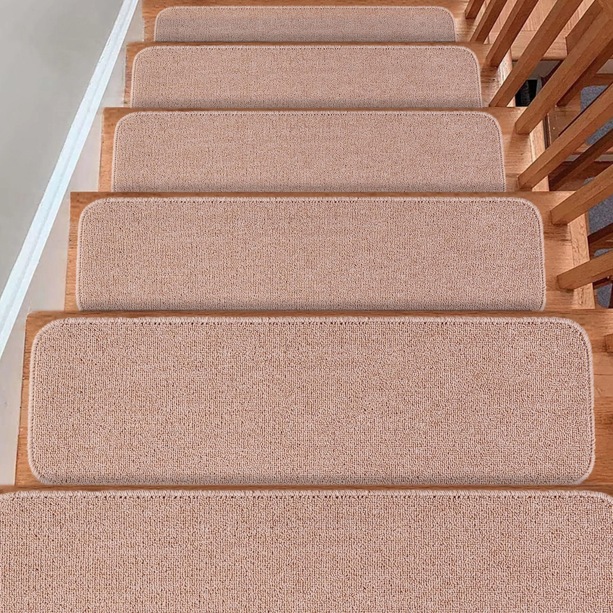 Carpet Stair Treads for Wooden Steps - Indoor Staircase Step Treads with Thick Carpet & Pattern Design