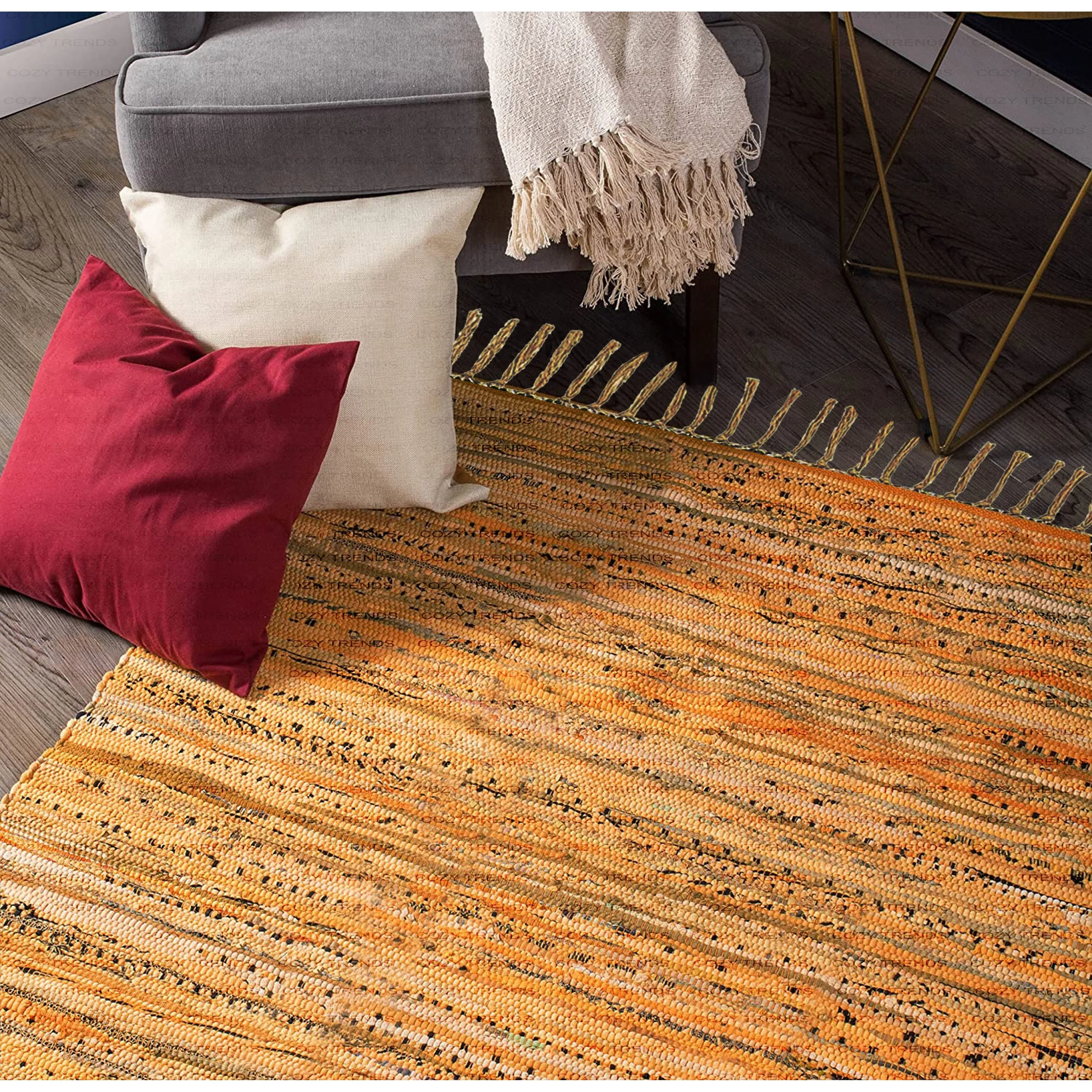 Chindi Rugs. Handmade Multipurpose Reversible Washable Colorful Cotton Rag Rug Runner 24''x36''