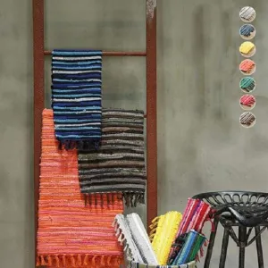 Chindi Rugs. Handmade Multipurpose Reversible Washable Colorful Cotton Rag Rug Runner 24''x36''