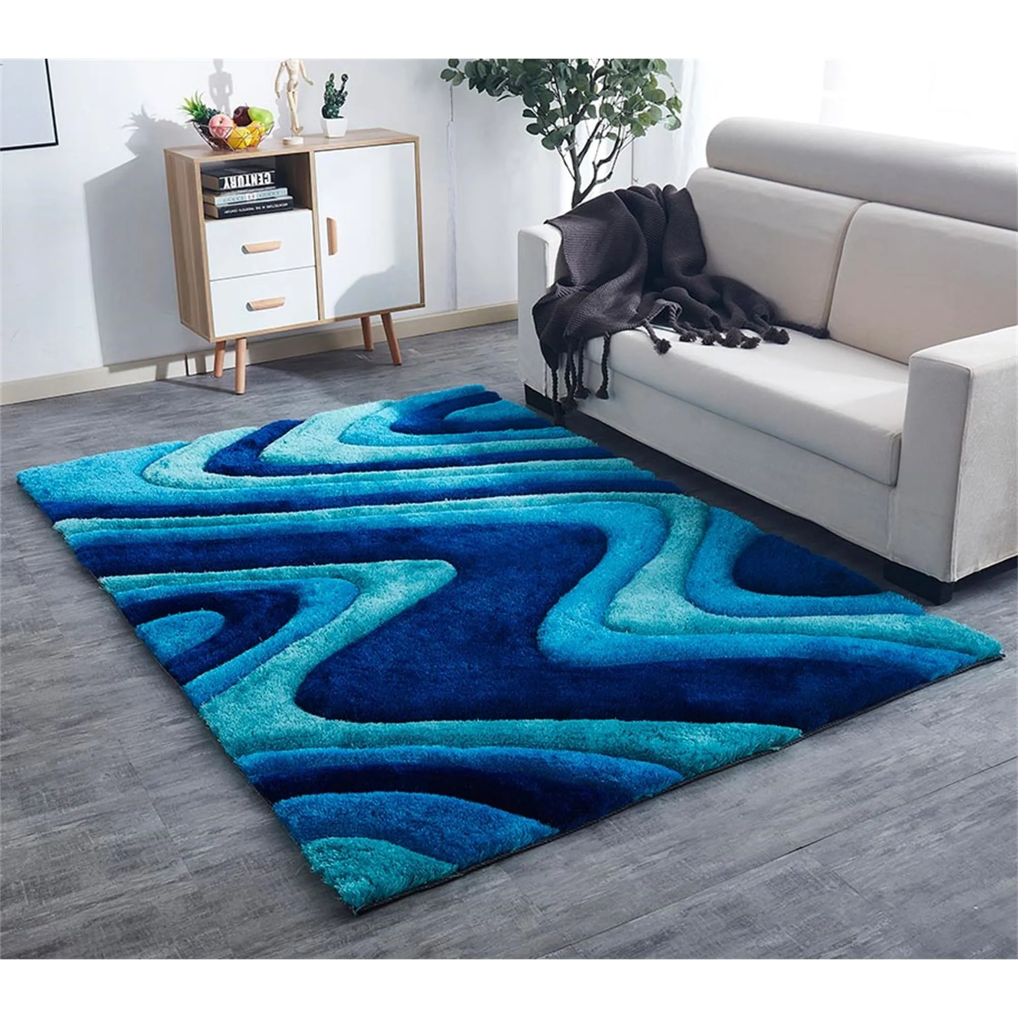 Clihome 3D Shaggy Hand Tufted Area Rug