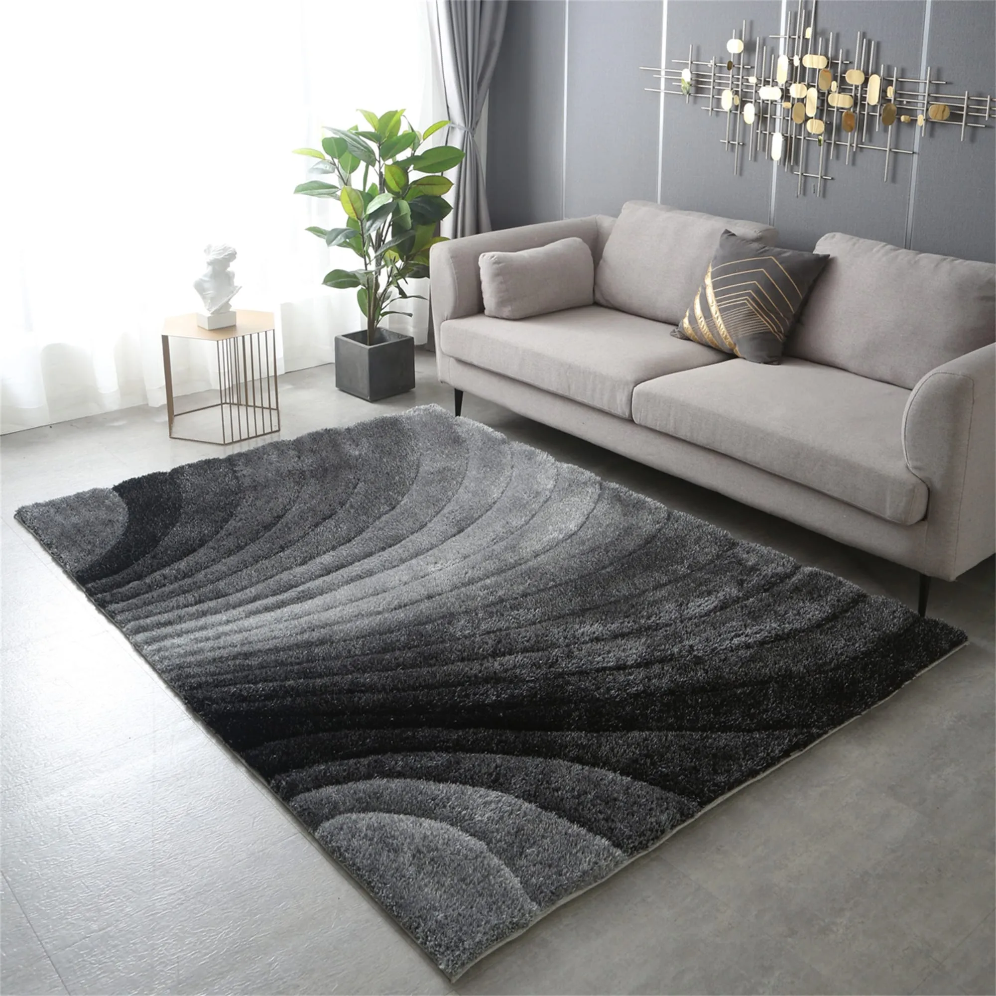 Clihome 3D Shaggy Hand Tufted Area Rug