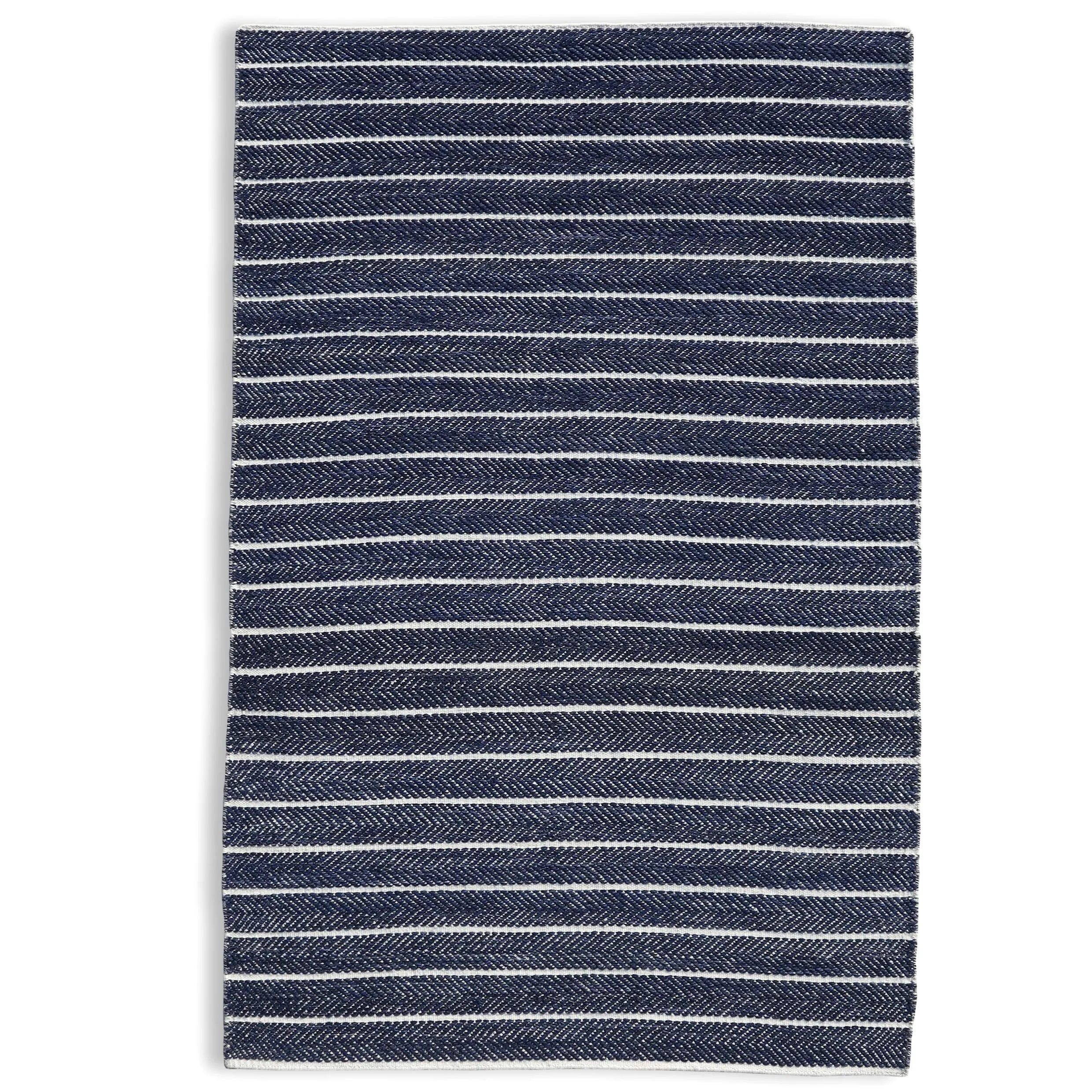 Coastal Flatweave Handwoven Rug Blue/Beige Directional Stripe Wool Rug