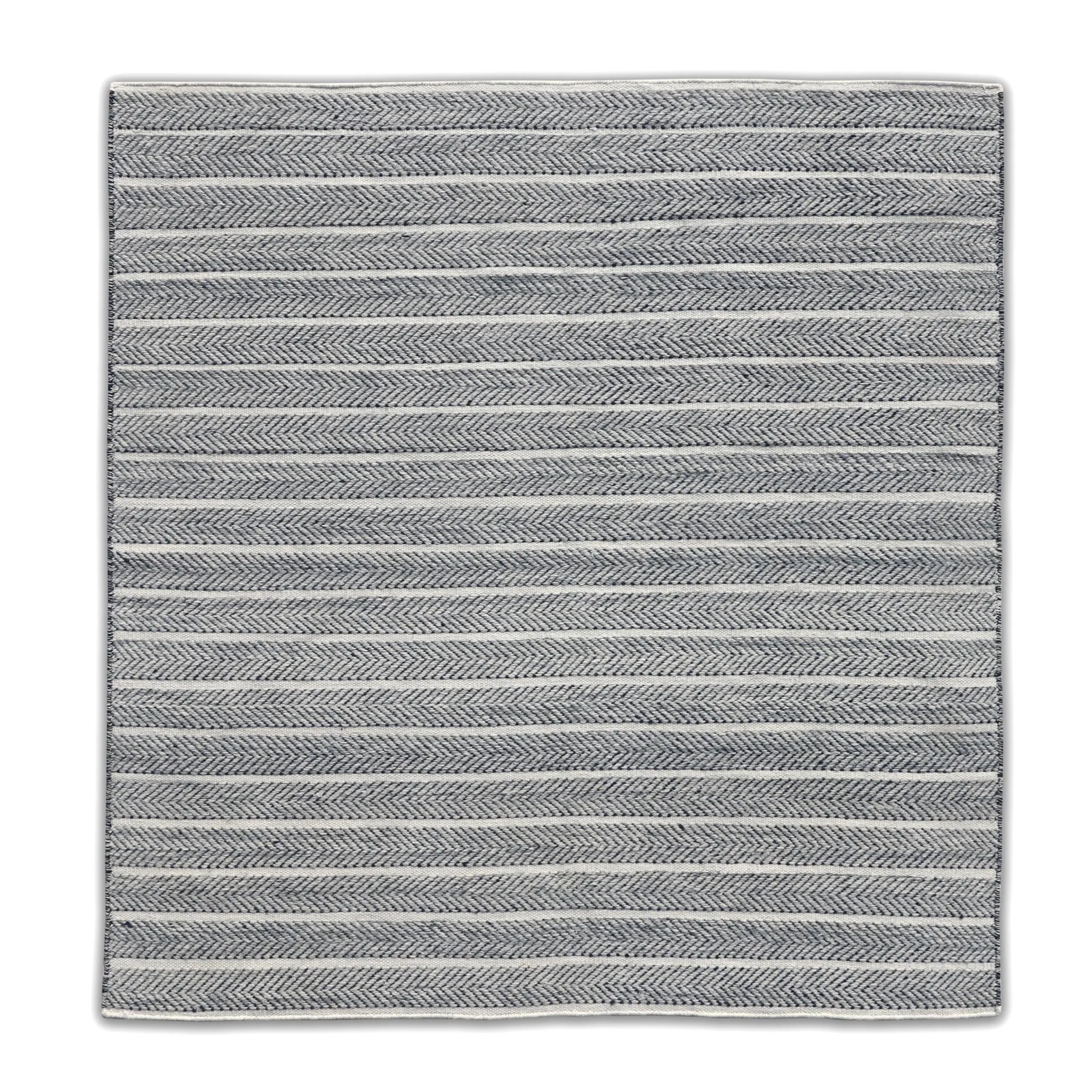 Coastal Flatweave Handwoven Rug Blue/Beige Directional Stripe Wool Rug