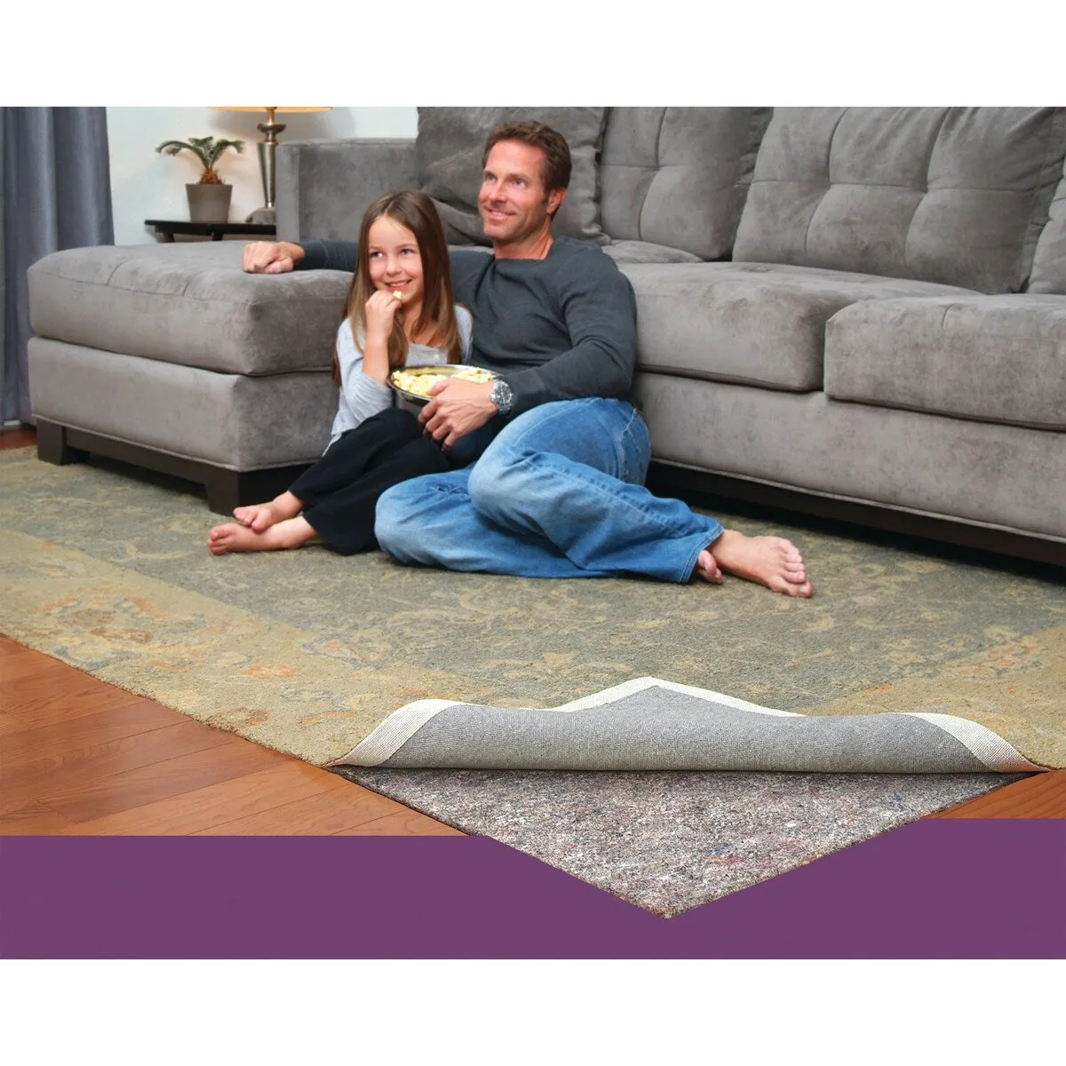 Con-Tact Brand Movenot Reversible Felt Rug Pad for Hard Surfaces and Carpet (2' x 8') - Grey - 2' x 8'