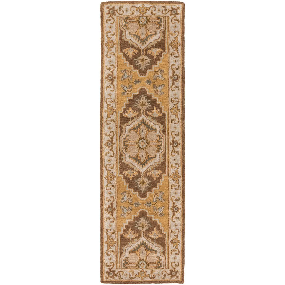 Copper Grove Monarda Brown Hand-tufted Bordered Wool Runner Rug