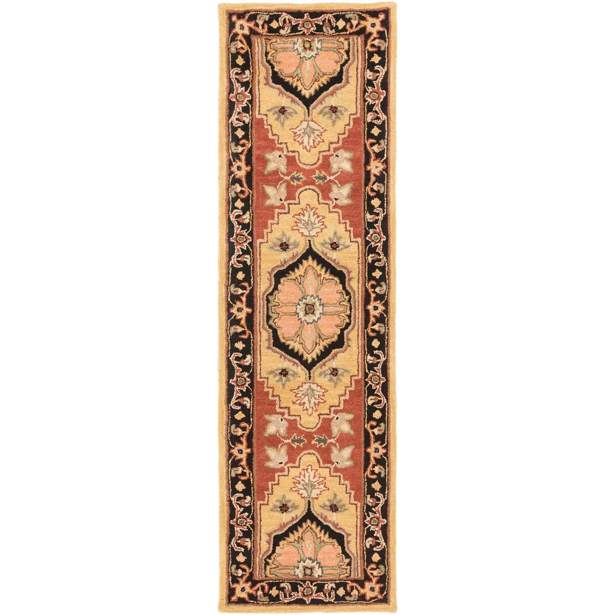 Copper Grove Monarda Brown Hand-tufted Bordered Wool Runner Rug