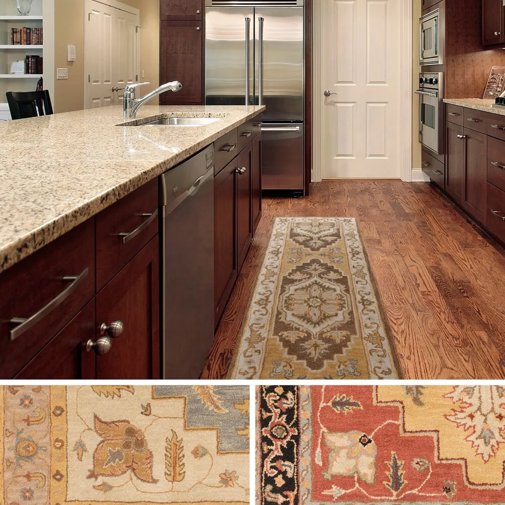 Copper Grove Monarda Brown Hand-tufted Bordered Wool Runner Rug