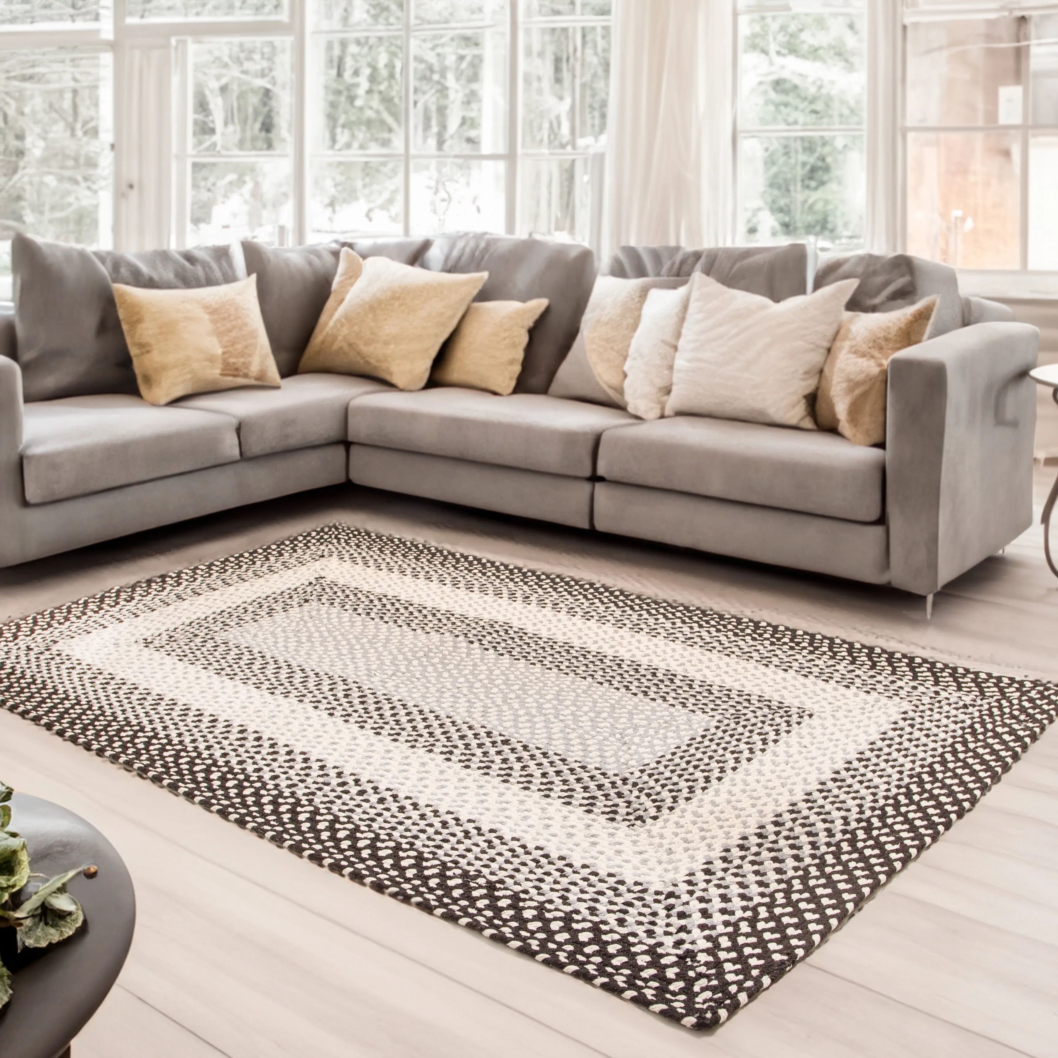 Country Braided Farmhouse Cotton Reversible Area Rug