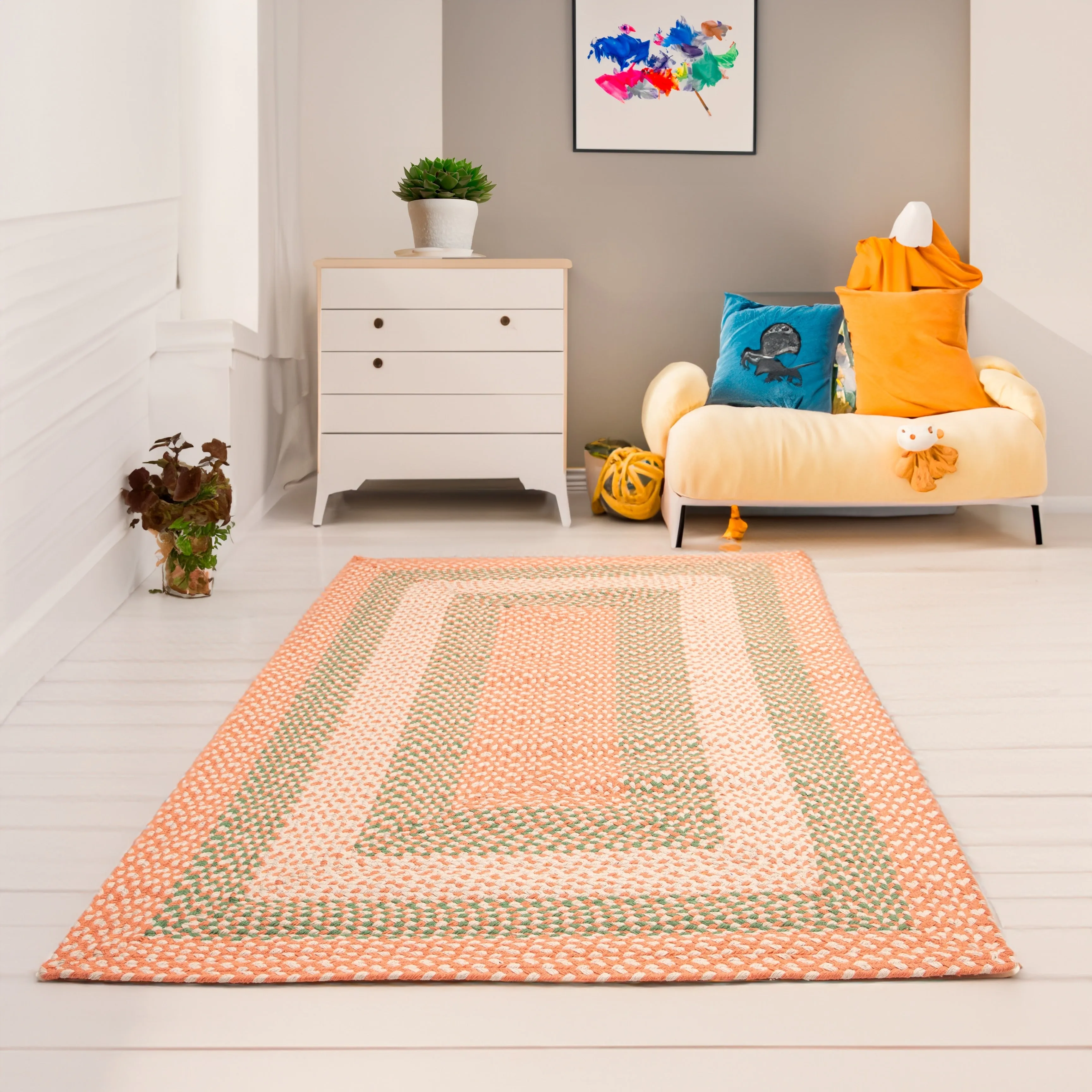 Country Braided Farmhouse Cotton Reversible Area Rug