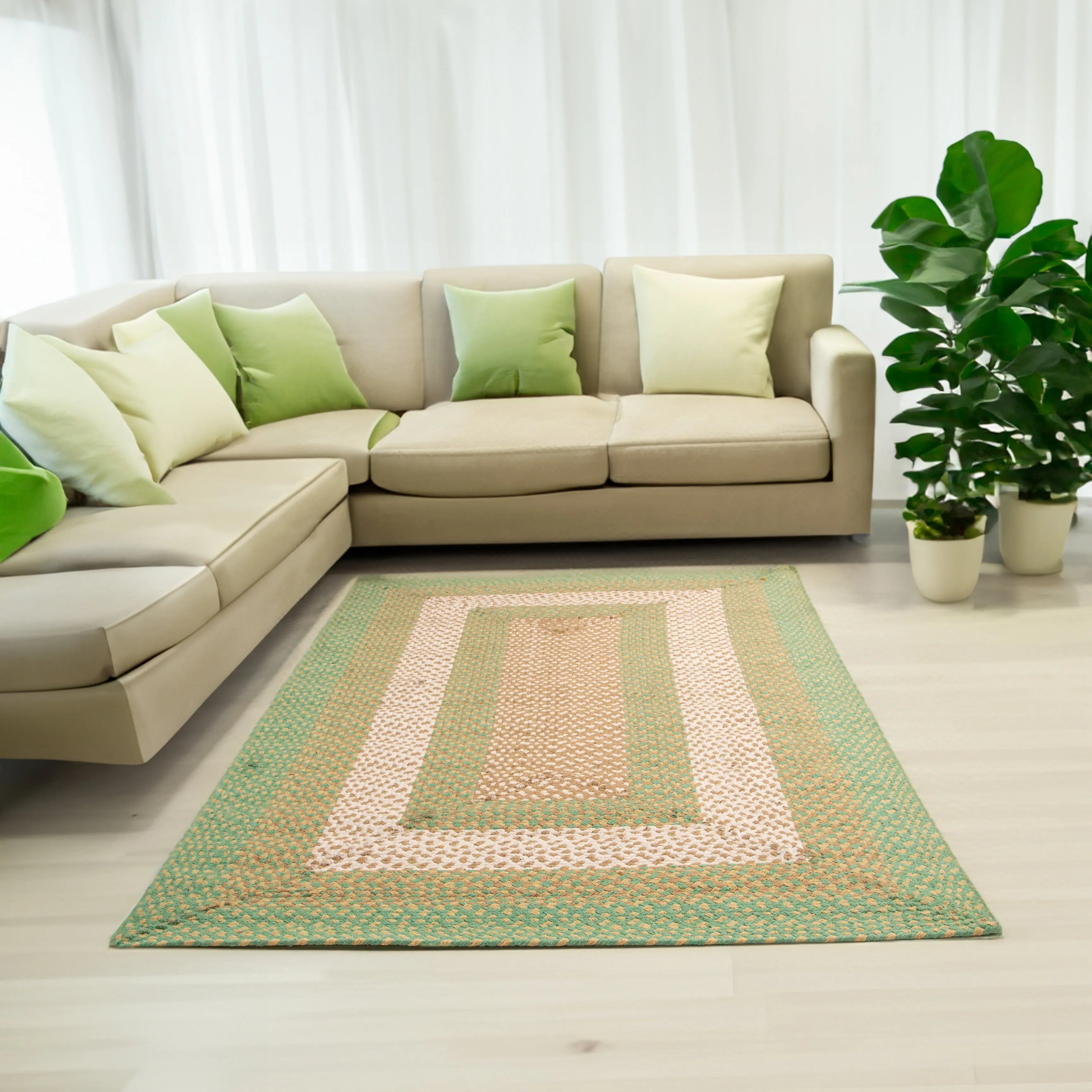 Country Braided Farmhouse Cotton Reversible Area Rug