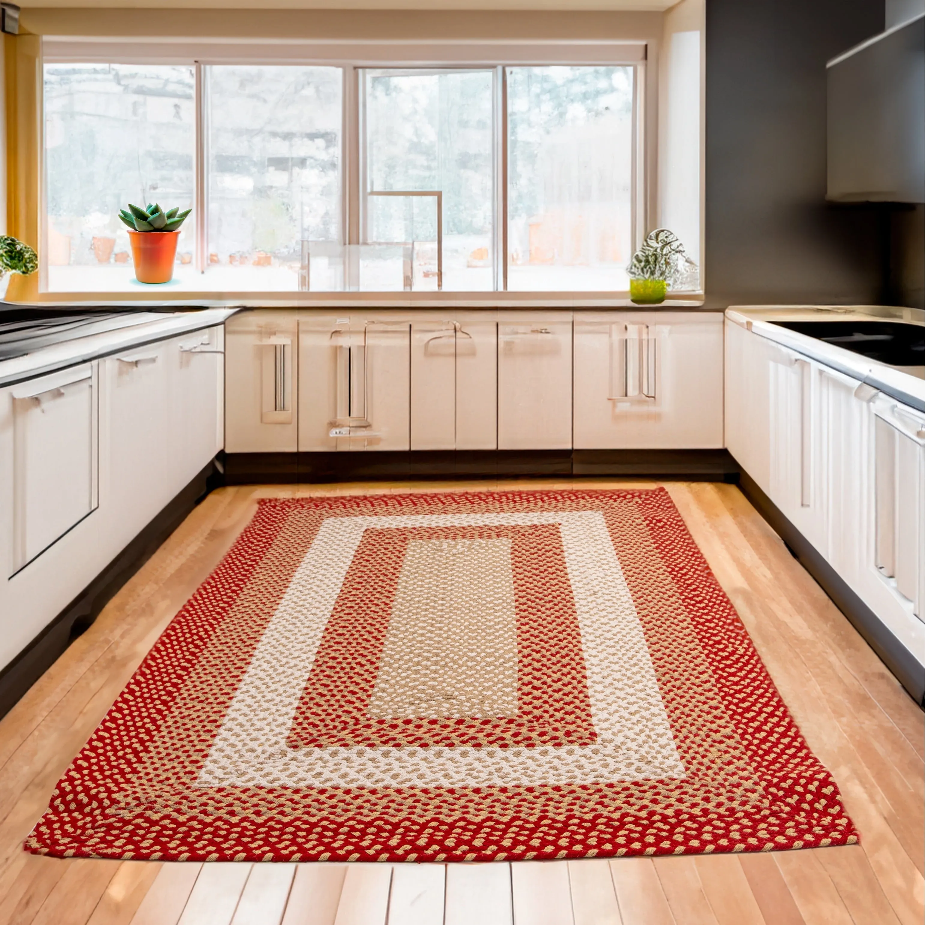 Country Braided Farmhouse Cotton Reversible Area Rug