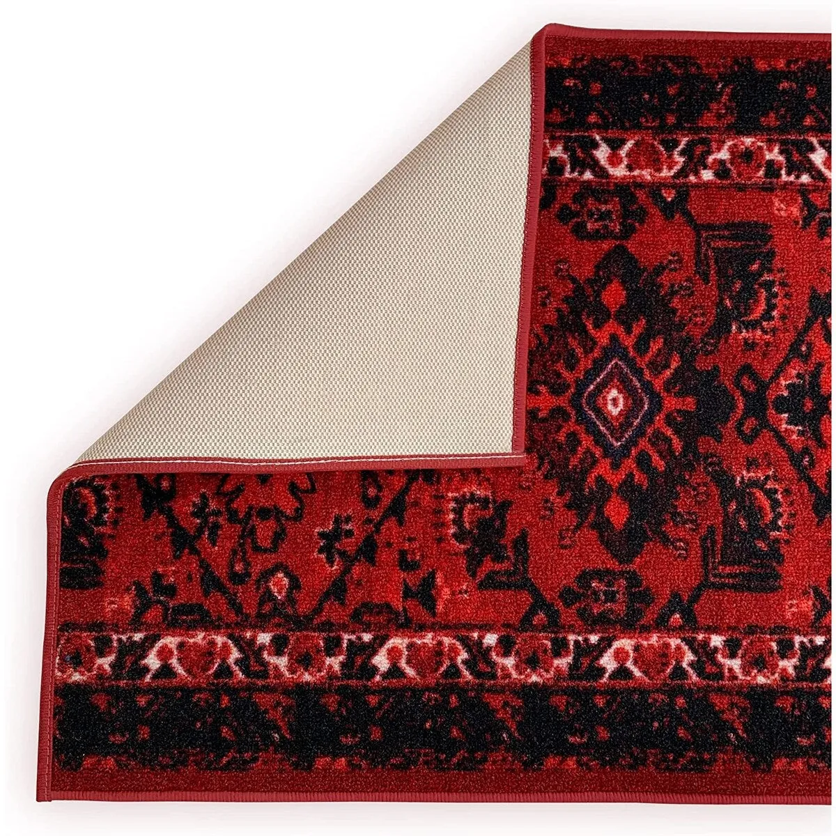 Custom Size Bokhara Burgundy Non-Slip Hallway Stair Runner Rug