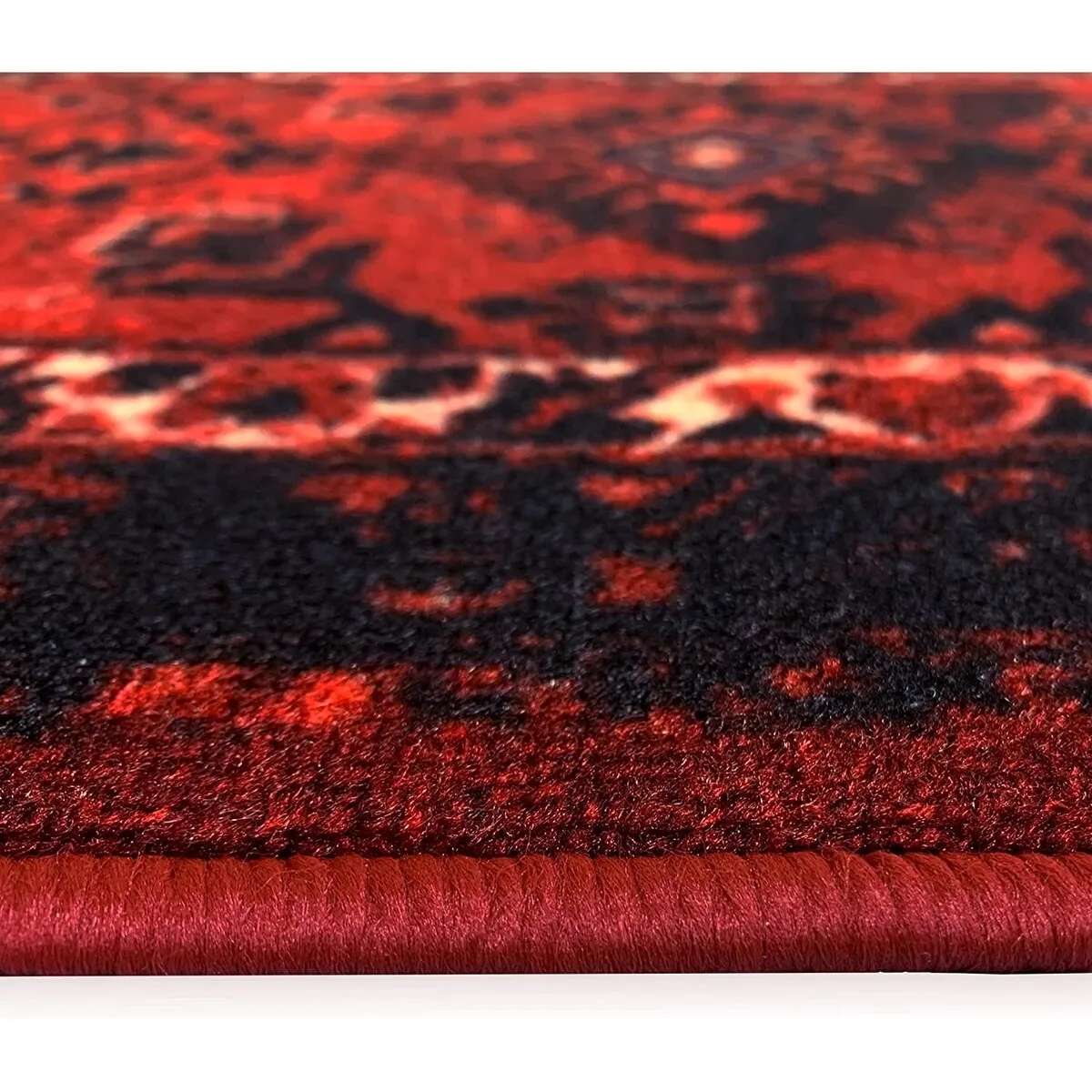 Custom Size Bokhara Burgundy Non-Slip Hallway Stair Runner Rug