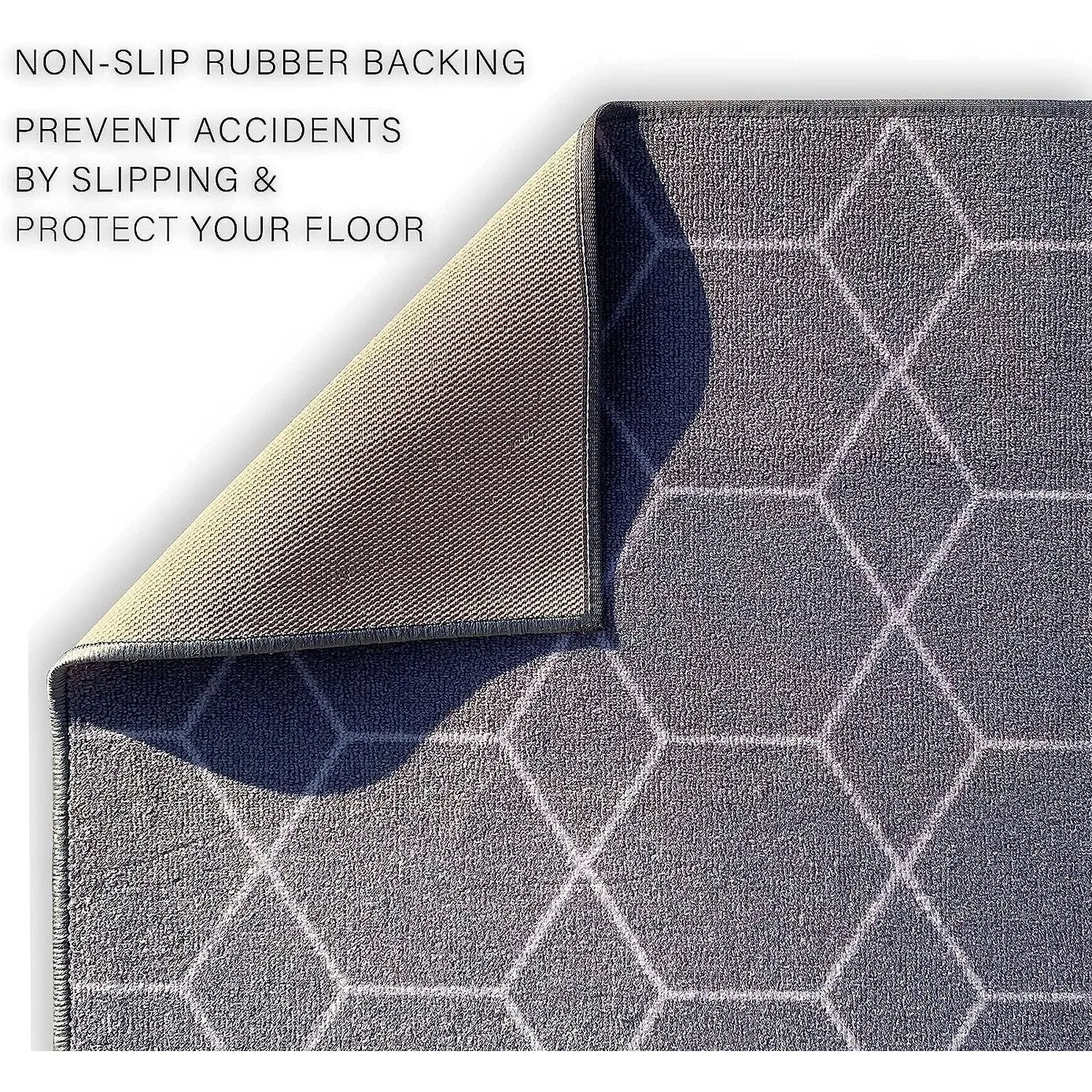 Custom Size Hexagon Design Brown.Gray.Red Color Non-Slip Rubber Backing-26 Inch WidexYour Choice of Length Runner Rug