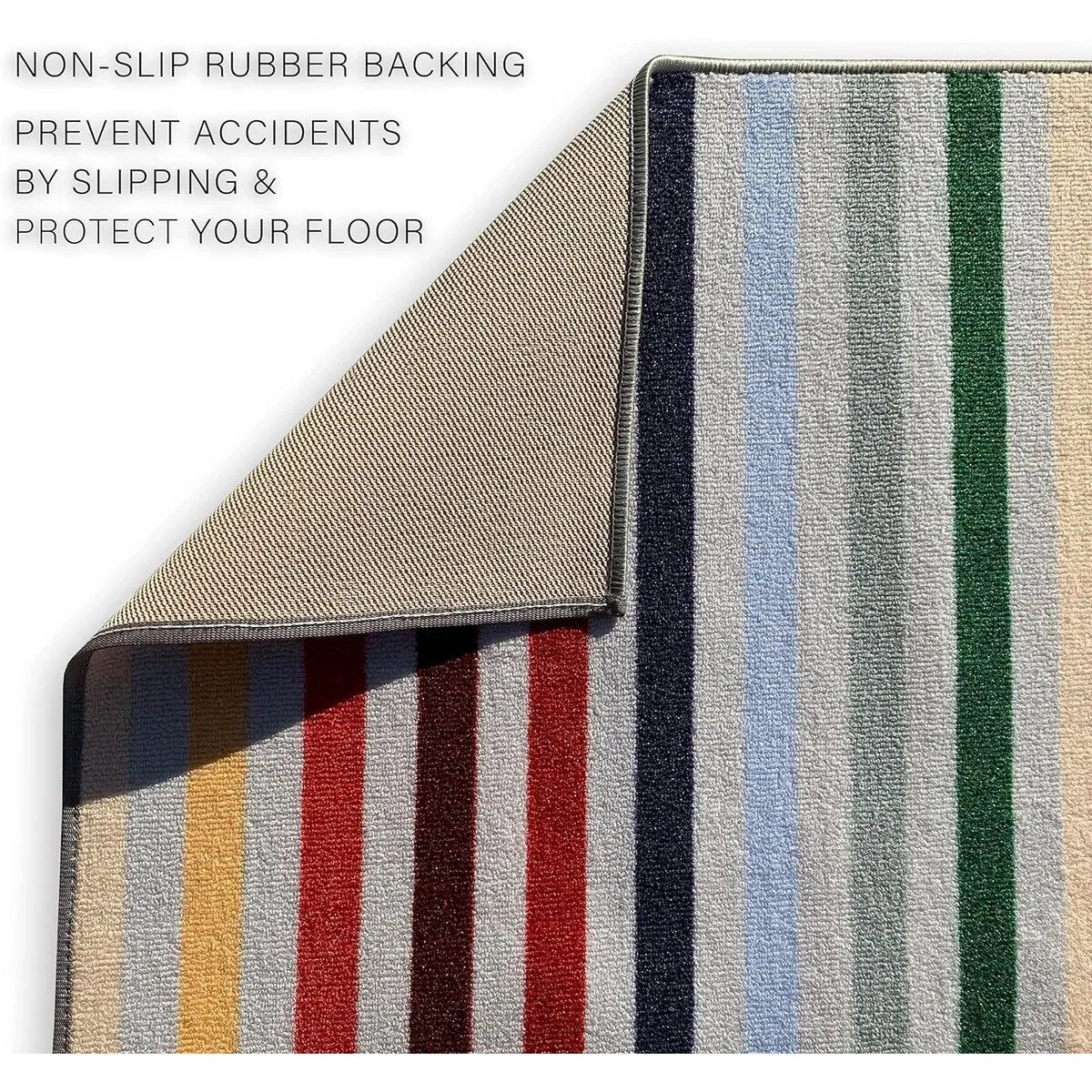 Custom Size Rainbow Design Multicolor Rubber Backed Non-Slip Hallway Stair Runner Rug Carpet 31 Inch