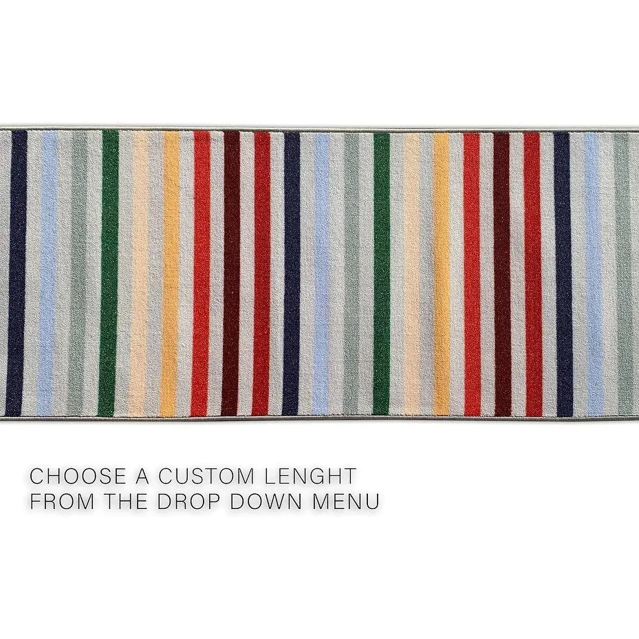 Custom Size Rainbow Design Multicolor Rubber Backed Non-Slip Hallway Stair Runner Rug Carpet 31 Inch