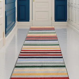 Custom Size Rainbow Design Multicolor Rubber Backed Non-Slip Hallway Stair Runner Rug Carpet 31 Inch