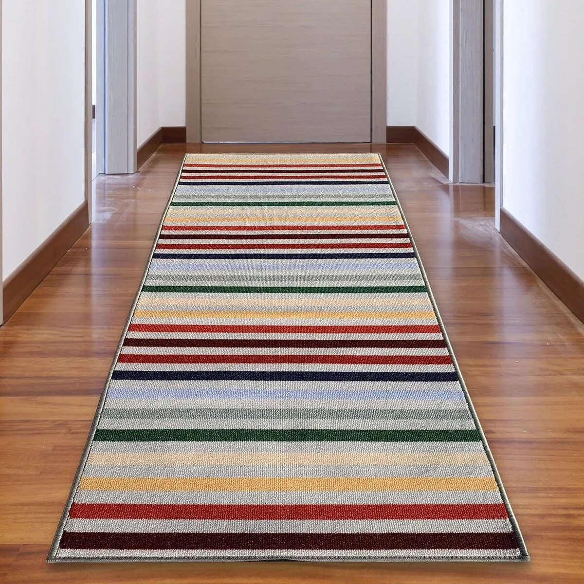 Custom Size Rainbow Design Multicolor Rubber Backed Non-Slip Hallway Stair Runner Rug Carpet 31 Inch