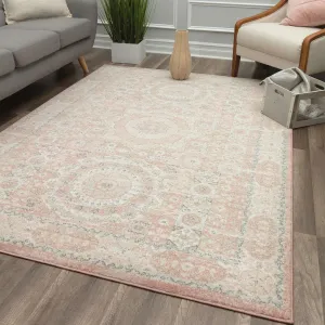 Dogwood Vintage Pink Cream Transitional Rug