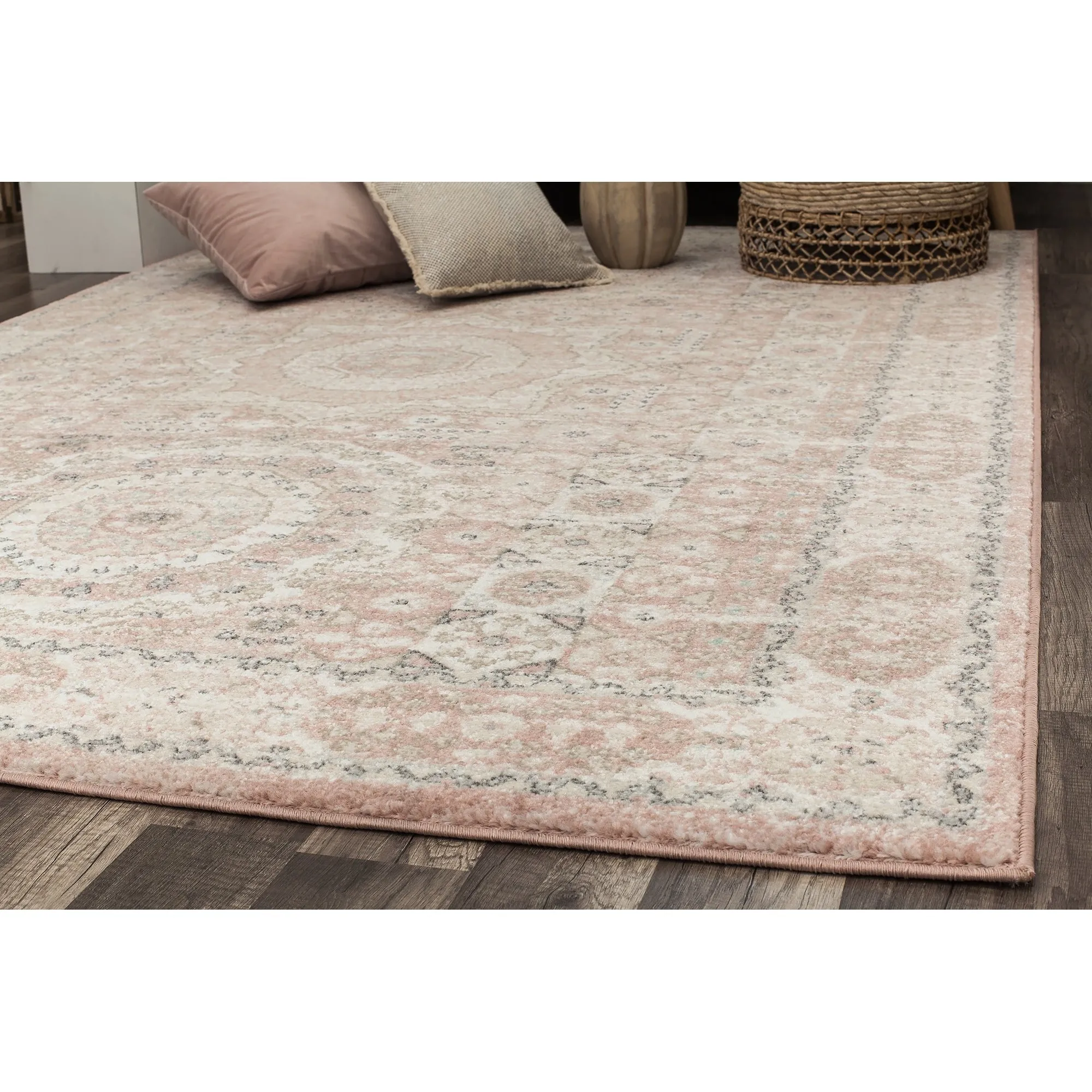 Dogwood Vintage Pink Cream Transitional Rug