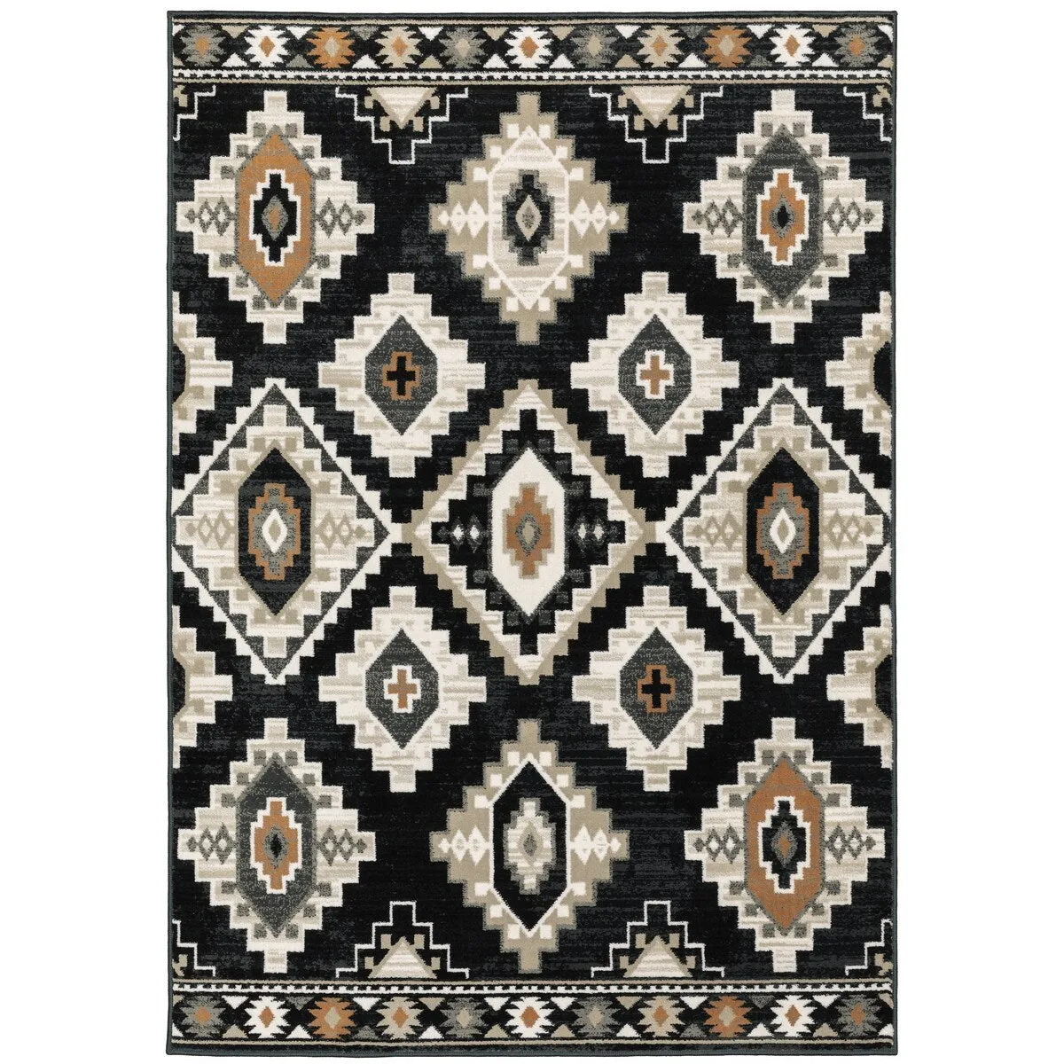 Dole Charcoal Ivory Southwest Lodge Casual Area Rug