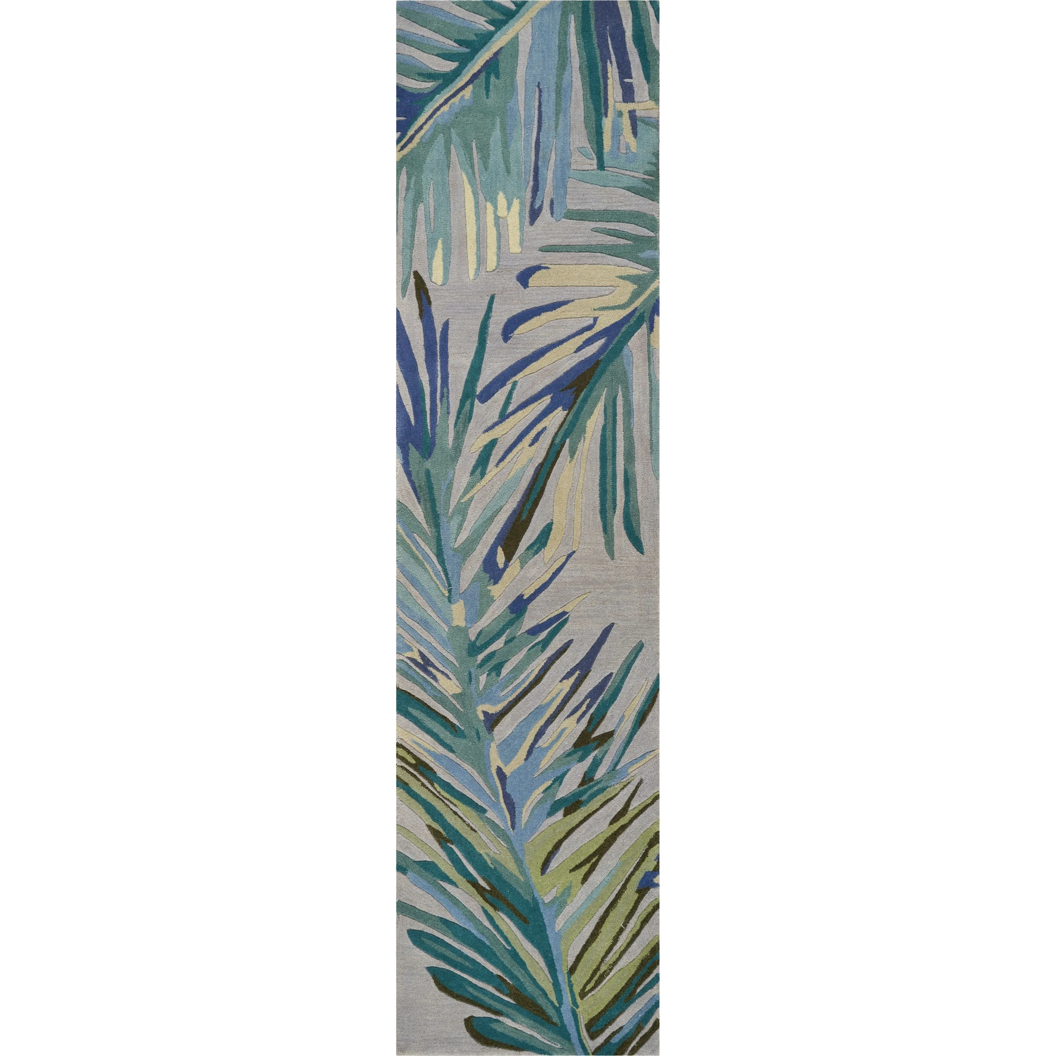 Domani Classics Palm Tree Blues Hand-Tufted Wool Area Rug